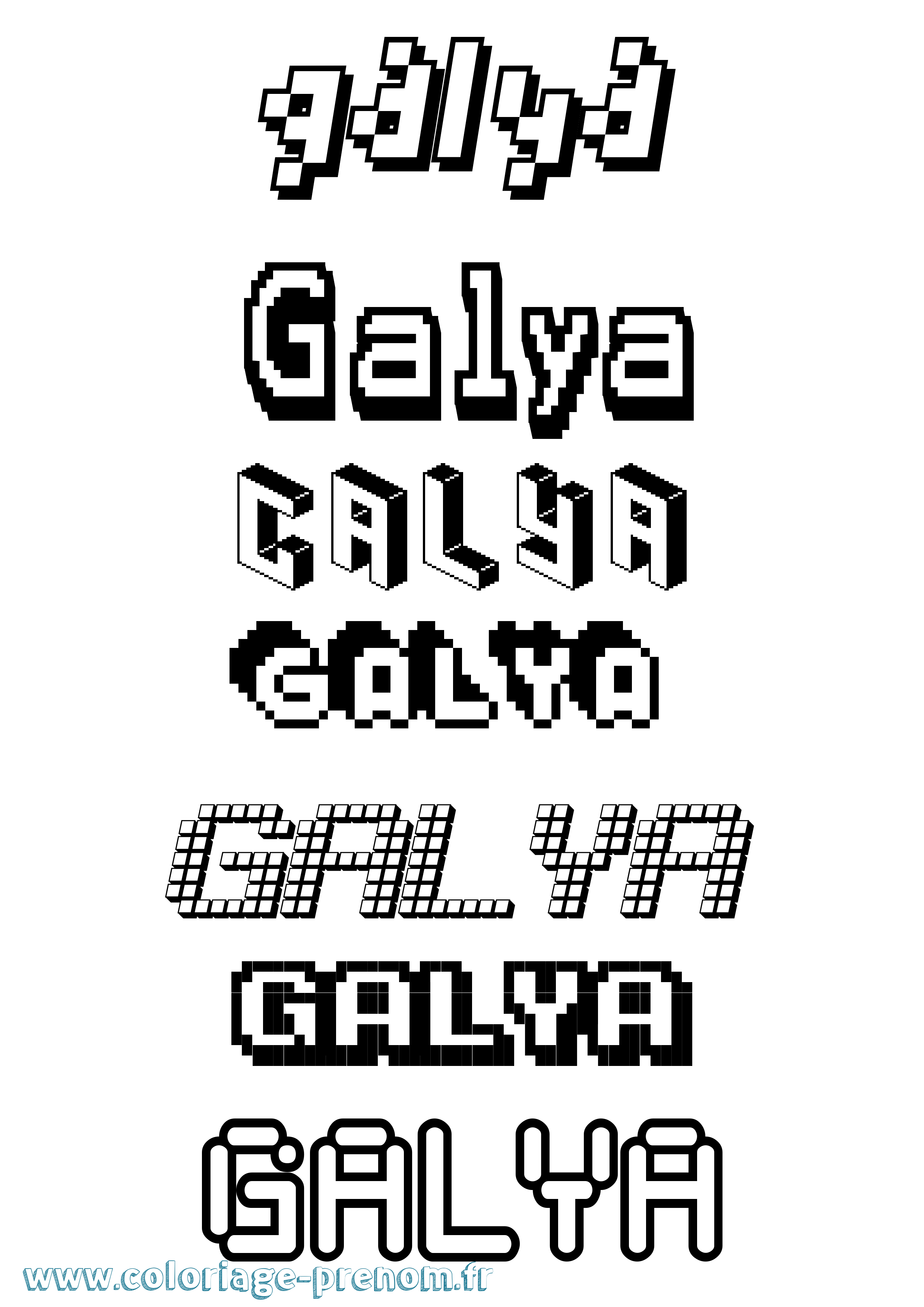 Coloriage prénom Galya Pixel