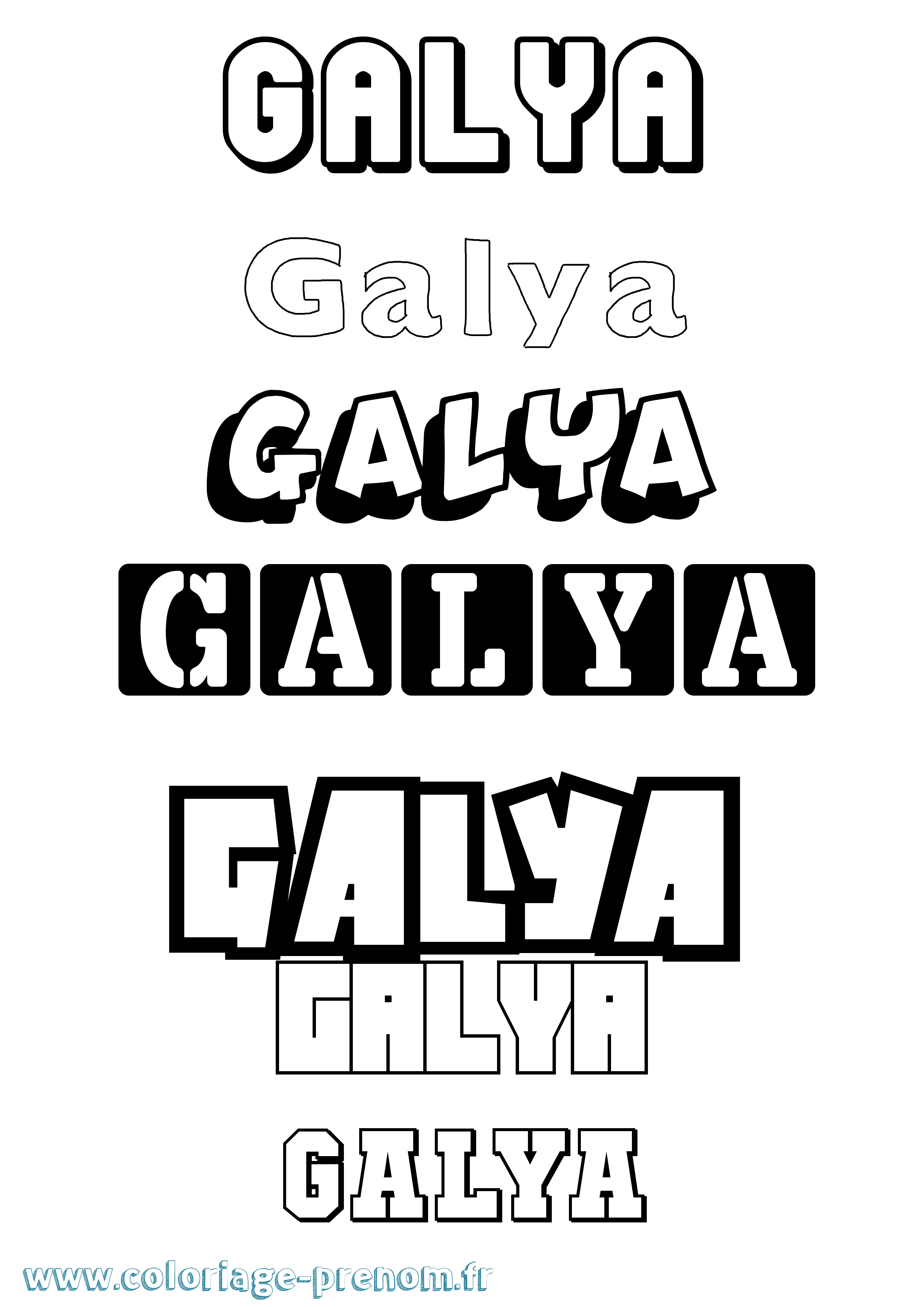 Coloriage prénom Galya Simple