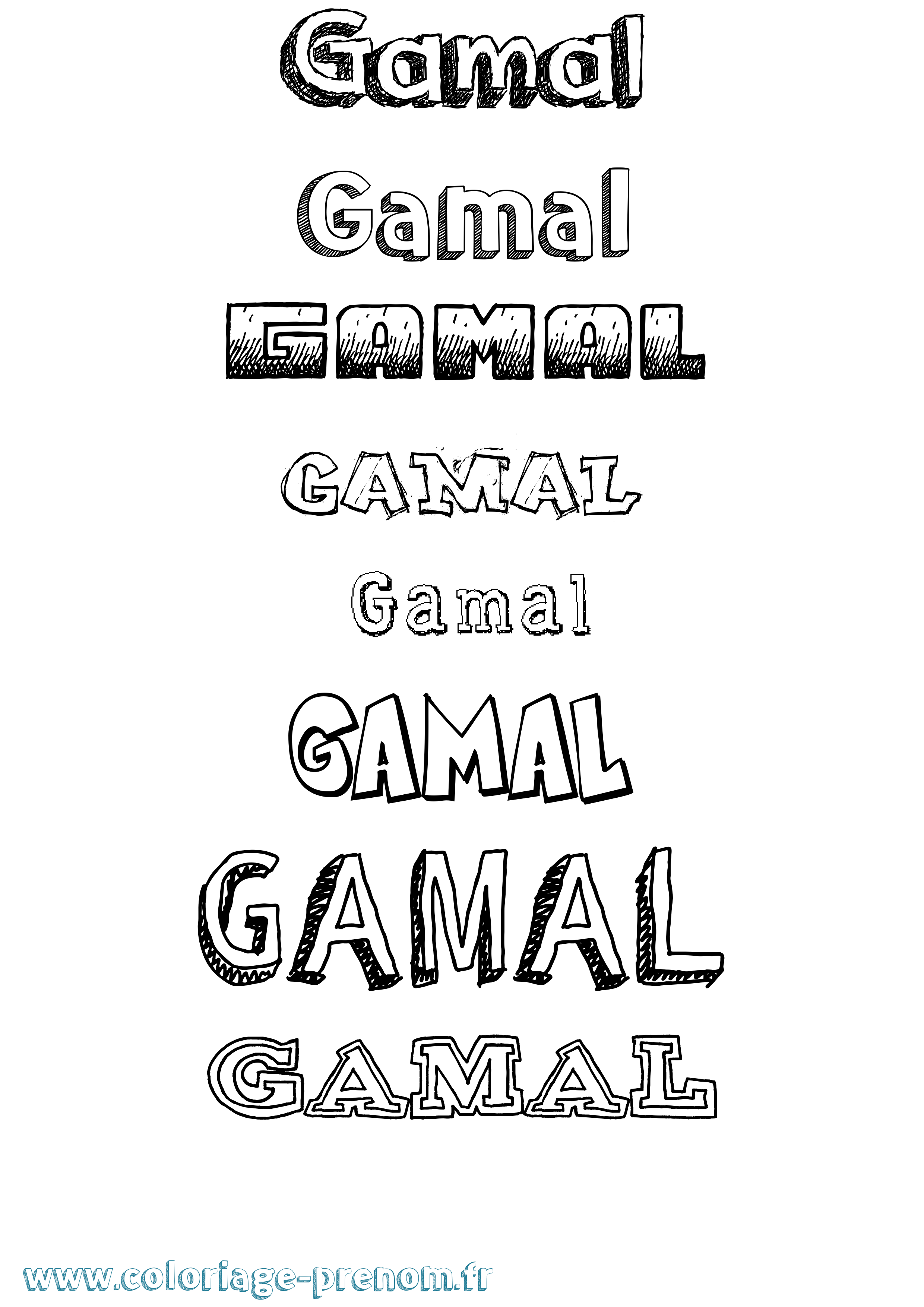 Coloriage prénom Gamal Dessiné