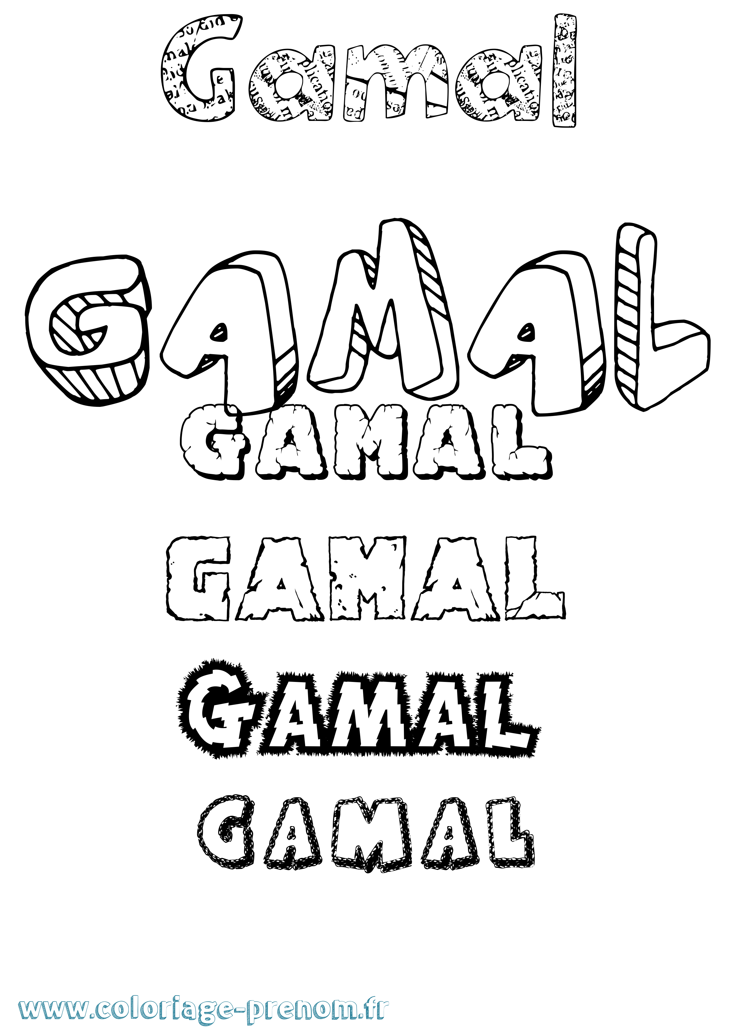 Coloriage prénom Gamal Destructuré