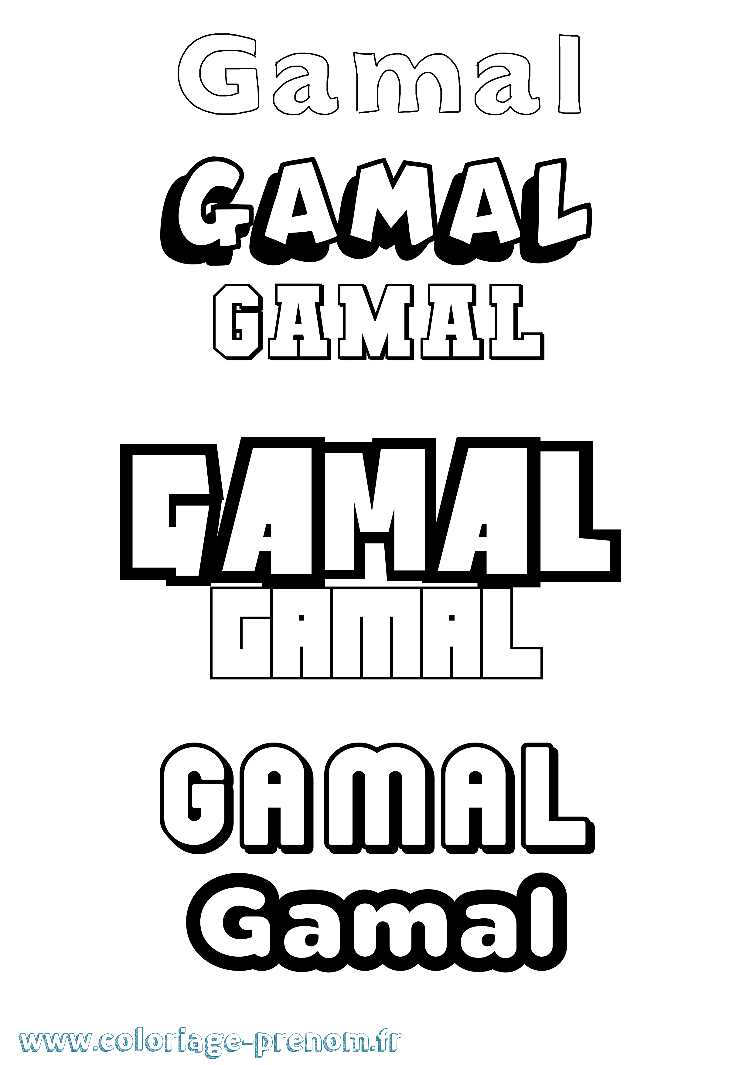 Coloriage prénom Gamal Simple