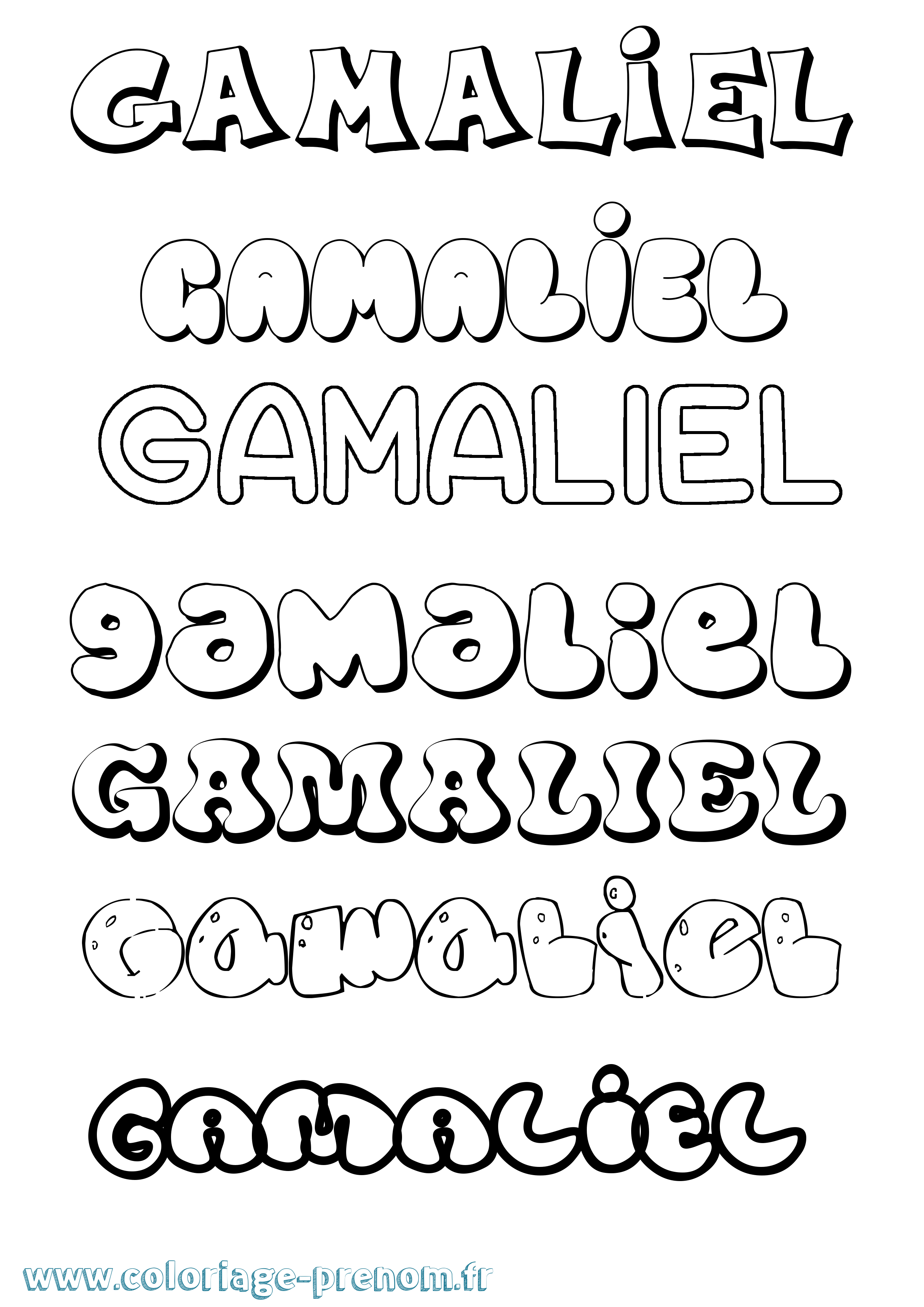 Coloriage prénom Gamaliel Bubble
