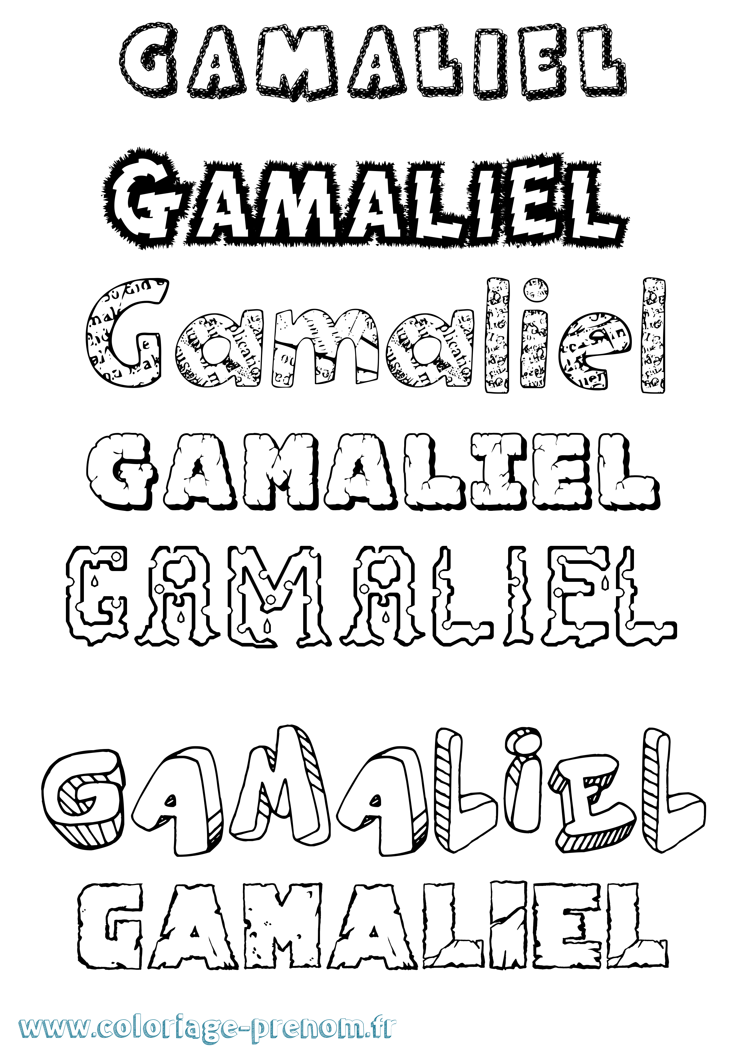 Coloriage prénom Gamaliel Destructuré
