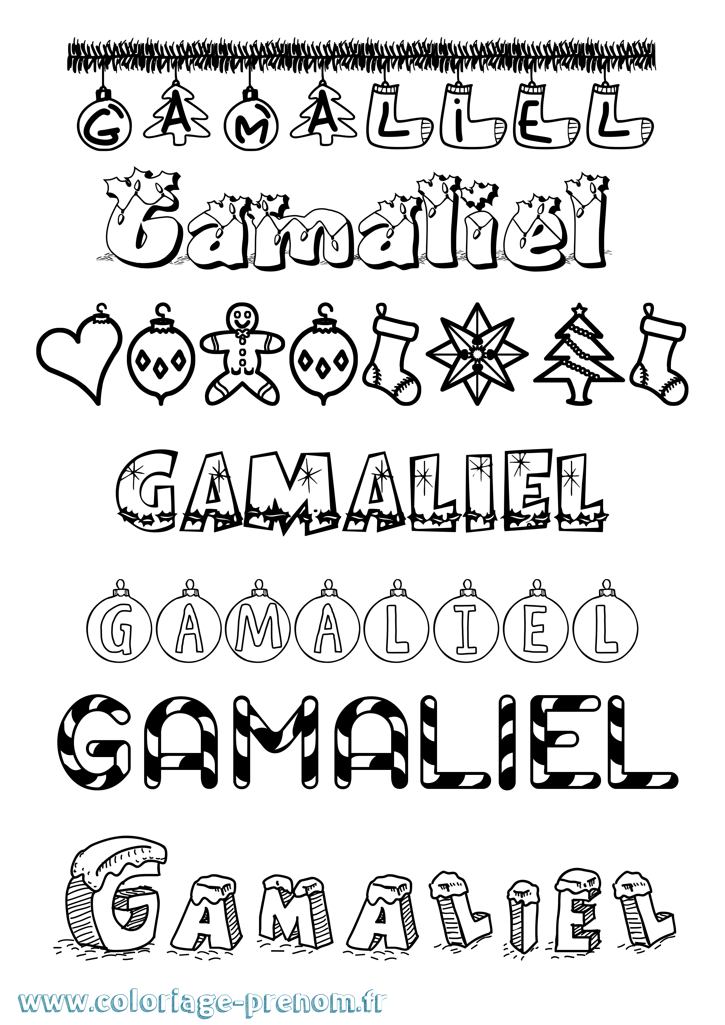 Coloriage prénom Gamaliel Noël