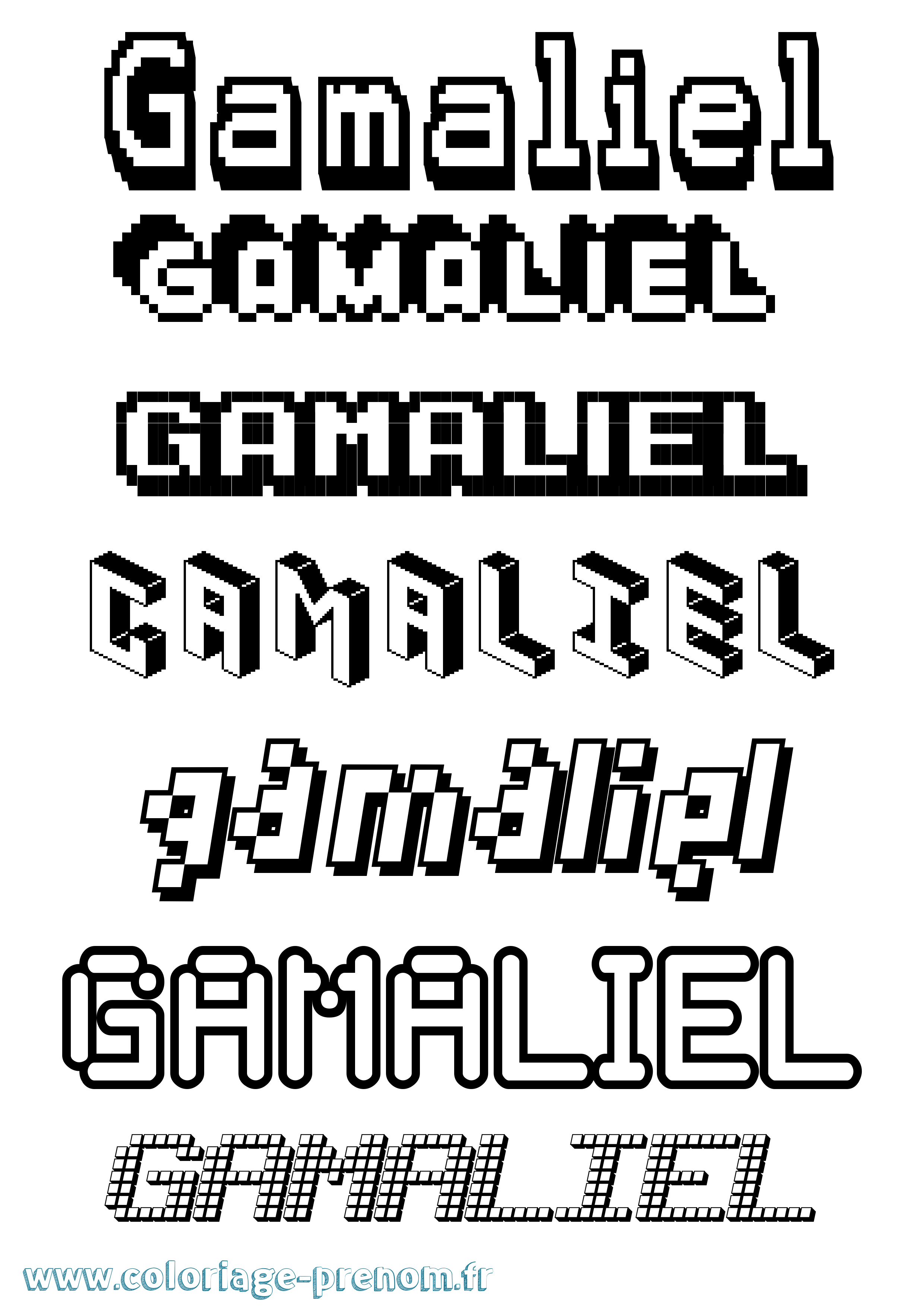 Coloriage prénom Gamaliel Pixel