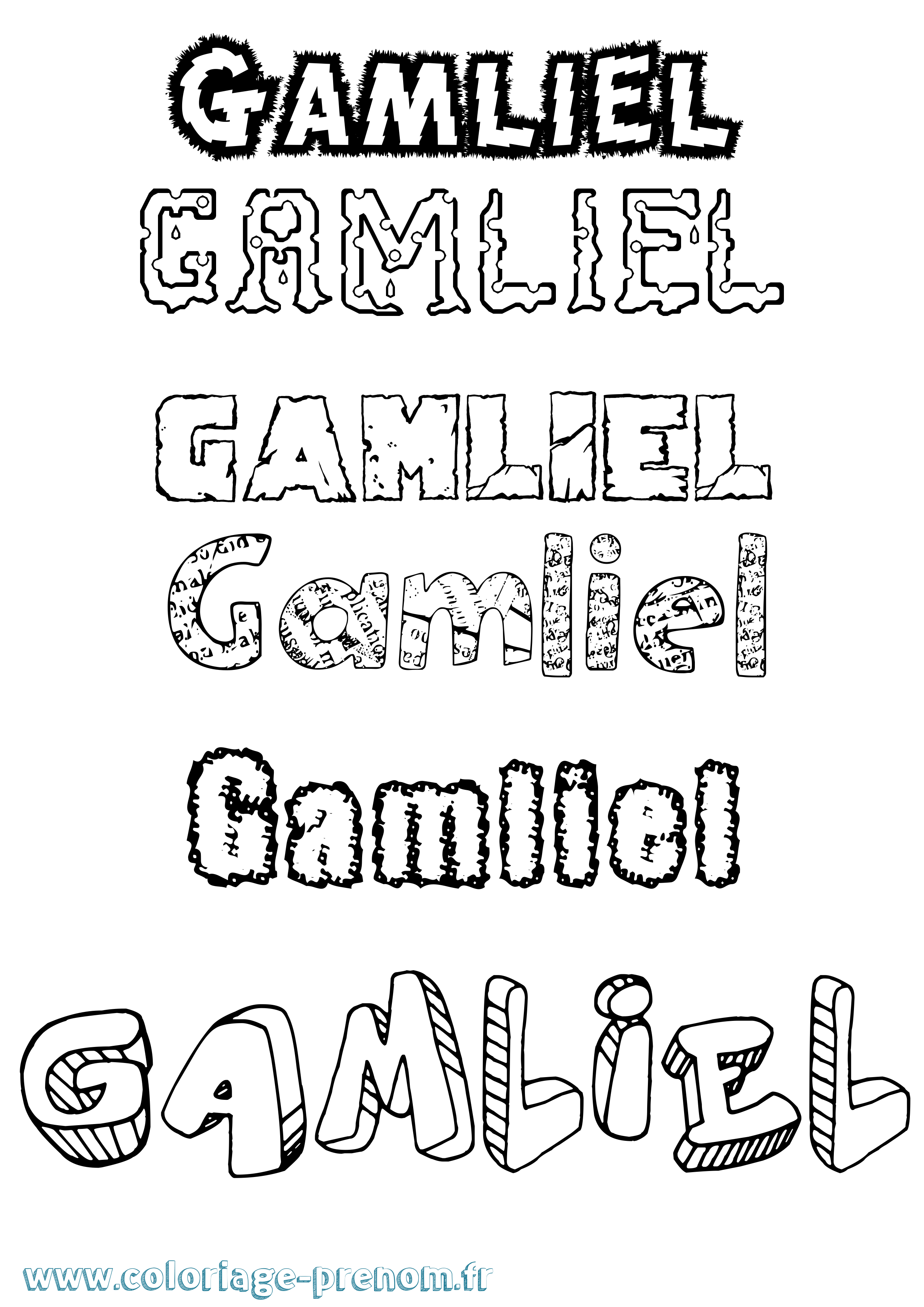 Coloriage prénom Gamliel Destructuré