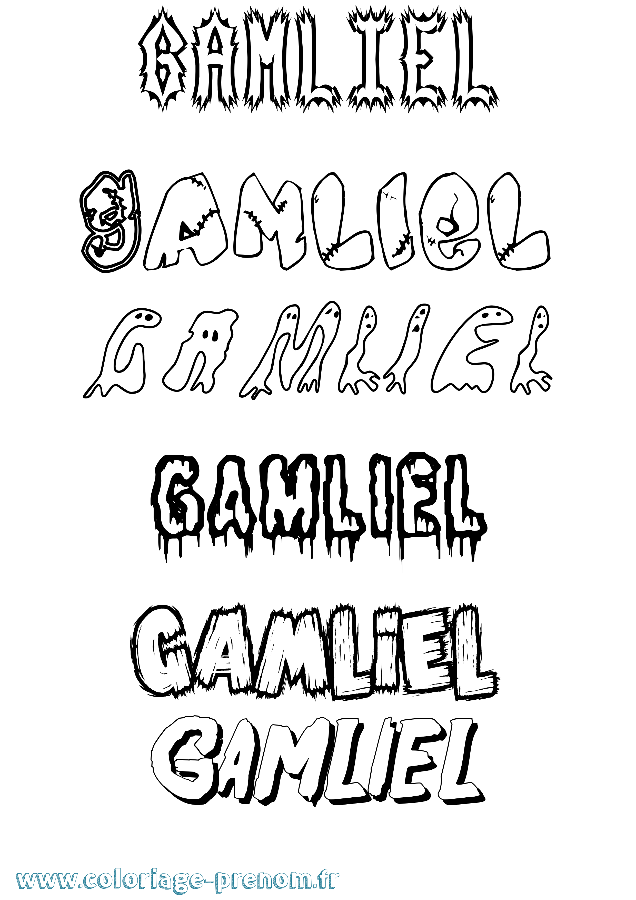 Coloriage prénom Gamliel Frisson