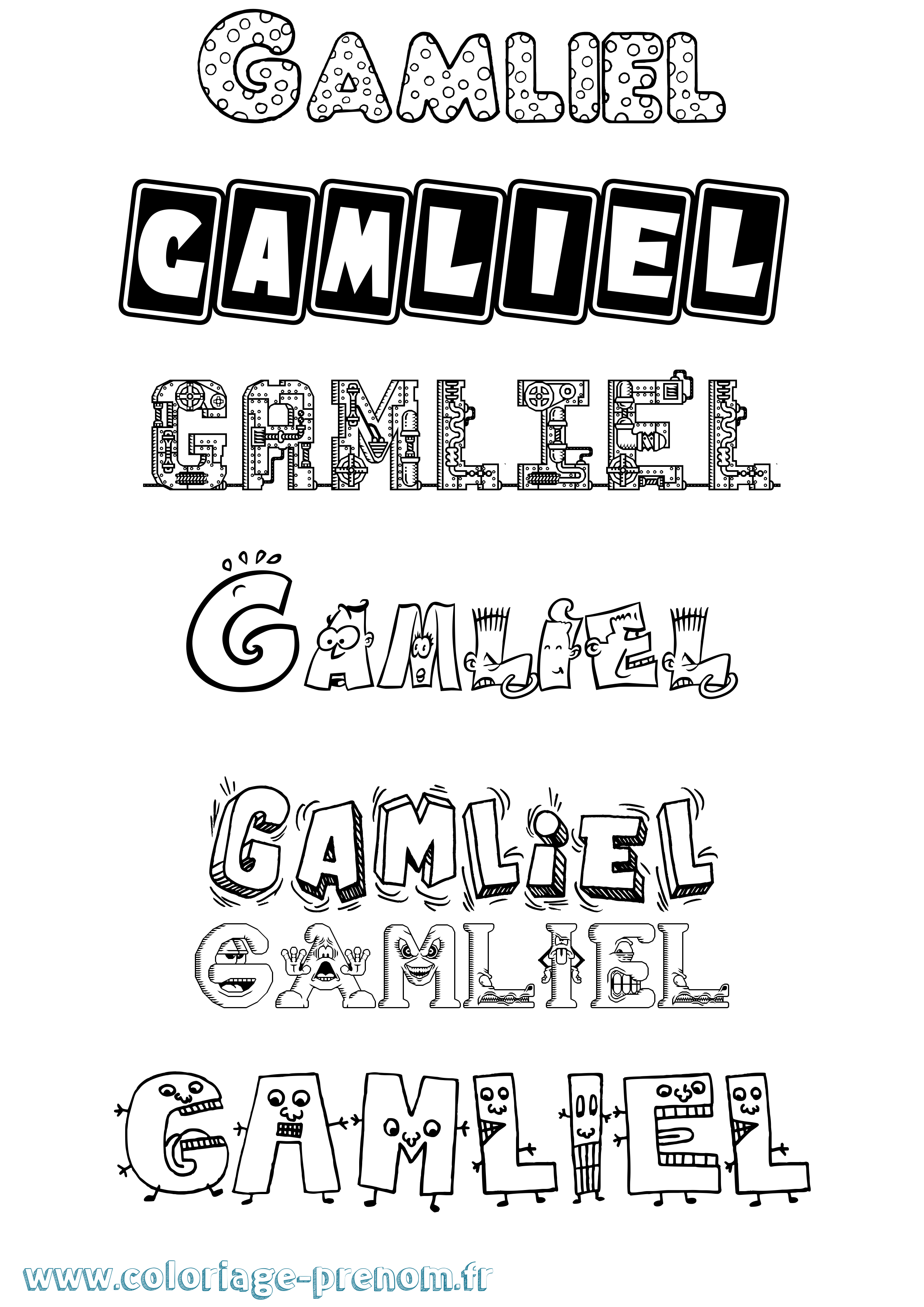 Coloriage prénom Gamliel Fun