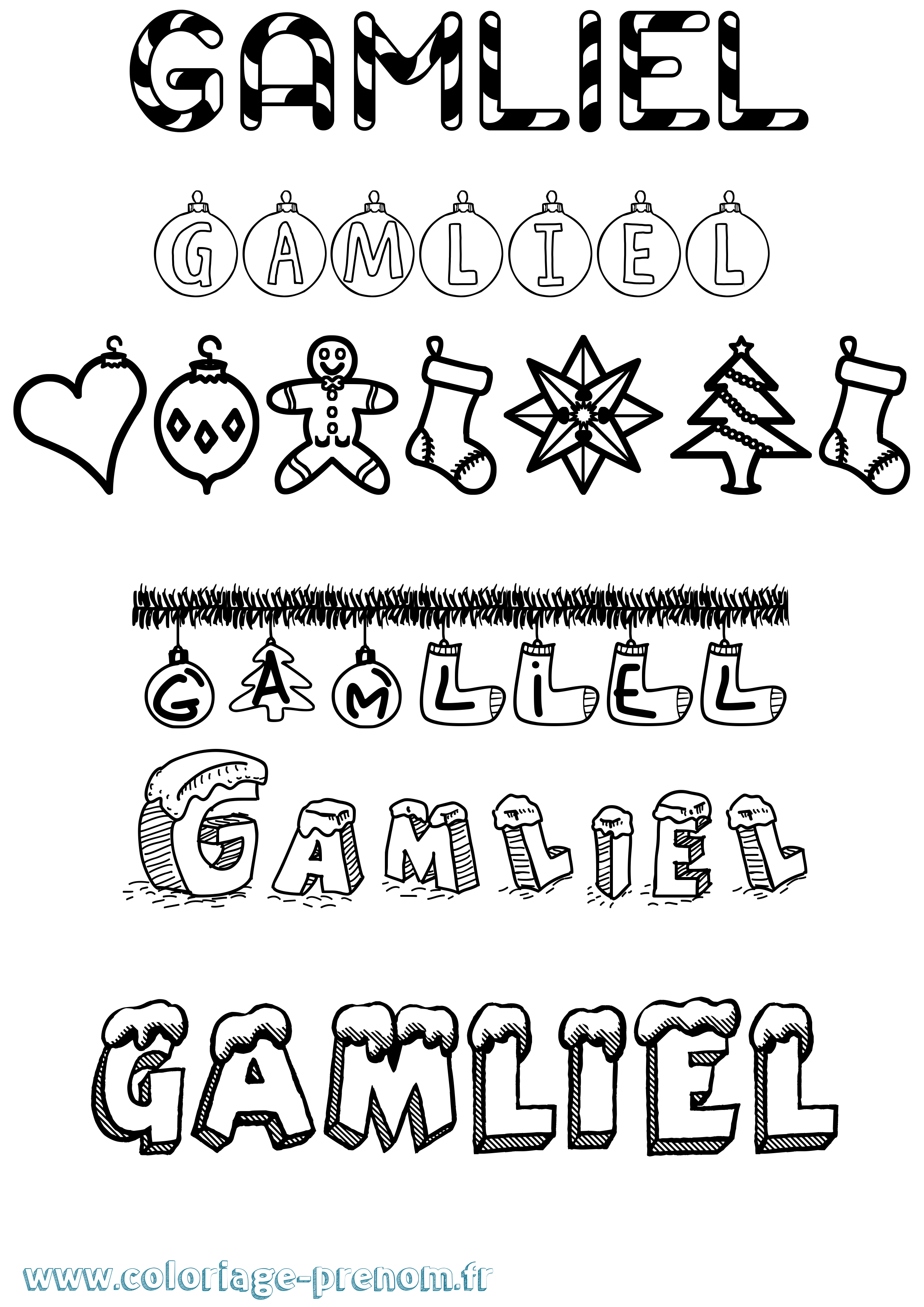 Coloriage prénom Gamliel Noël