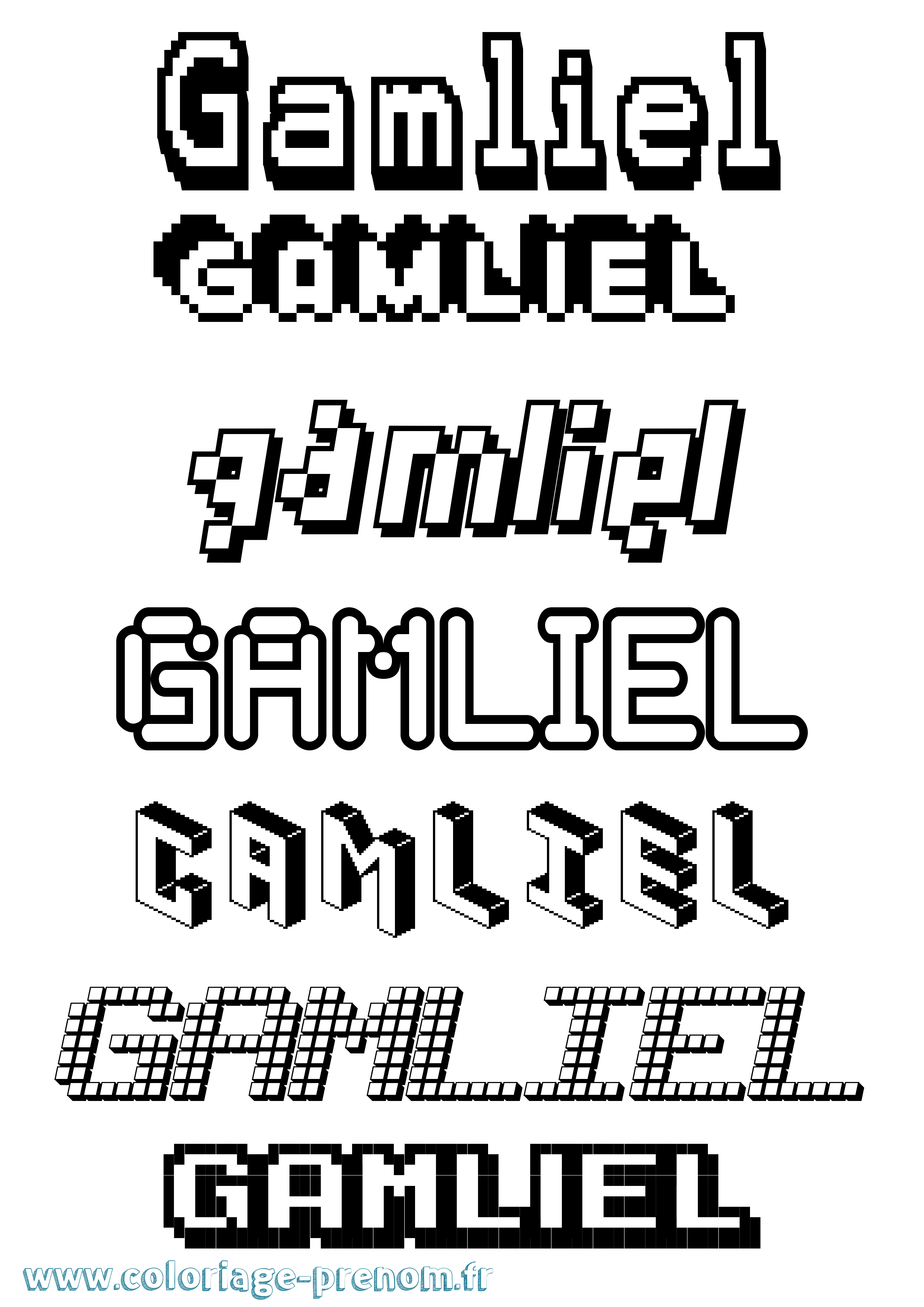 Coloriage prénom Gamliel Pixel