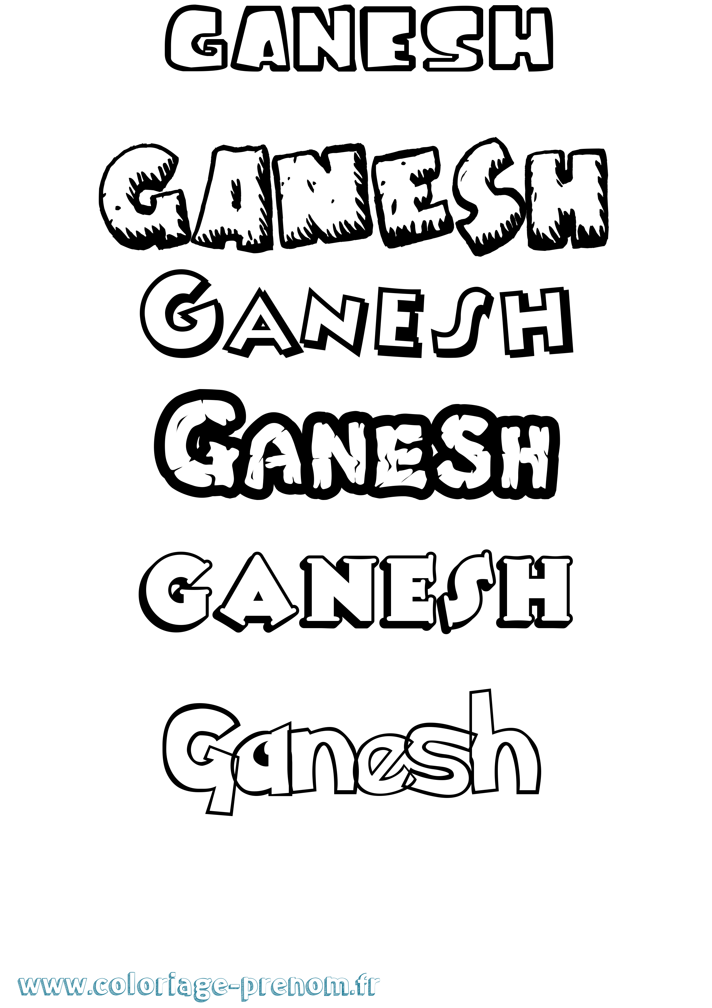Coloriage prénom Ganesh Dessin Animé