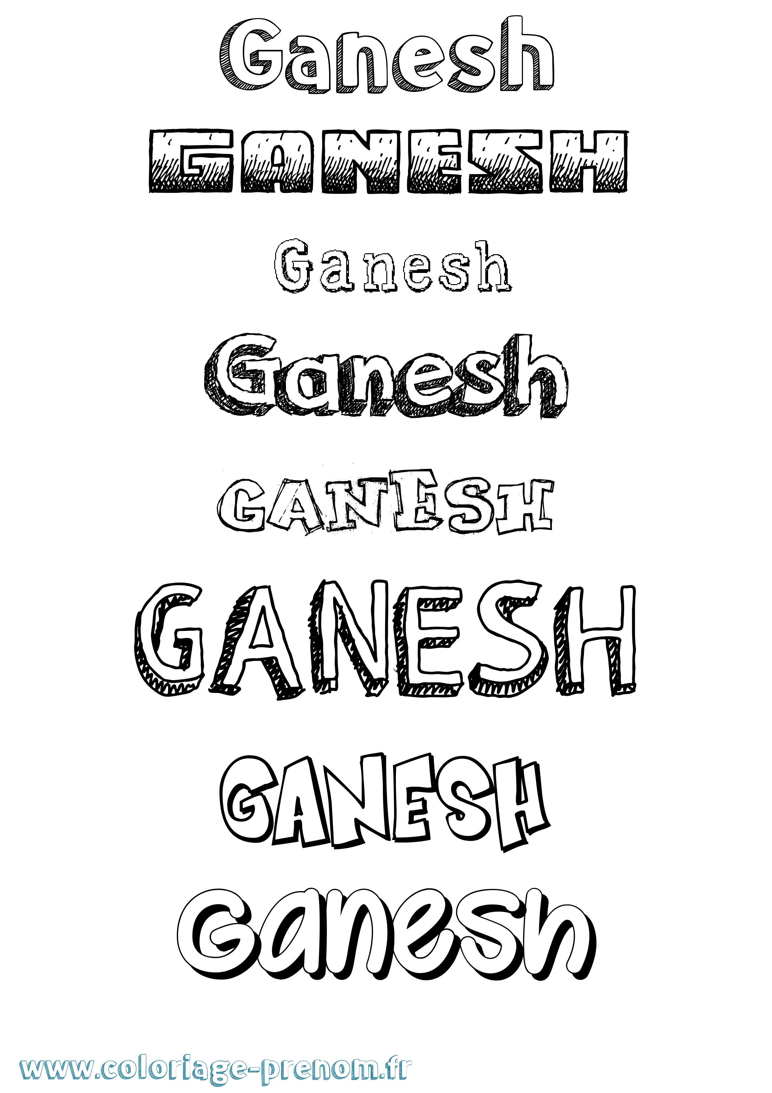 Coloriage prénom Ganesh Dessiné