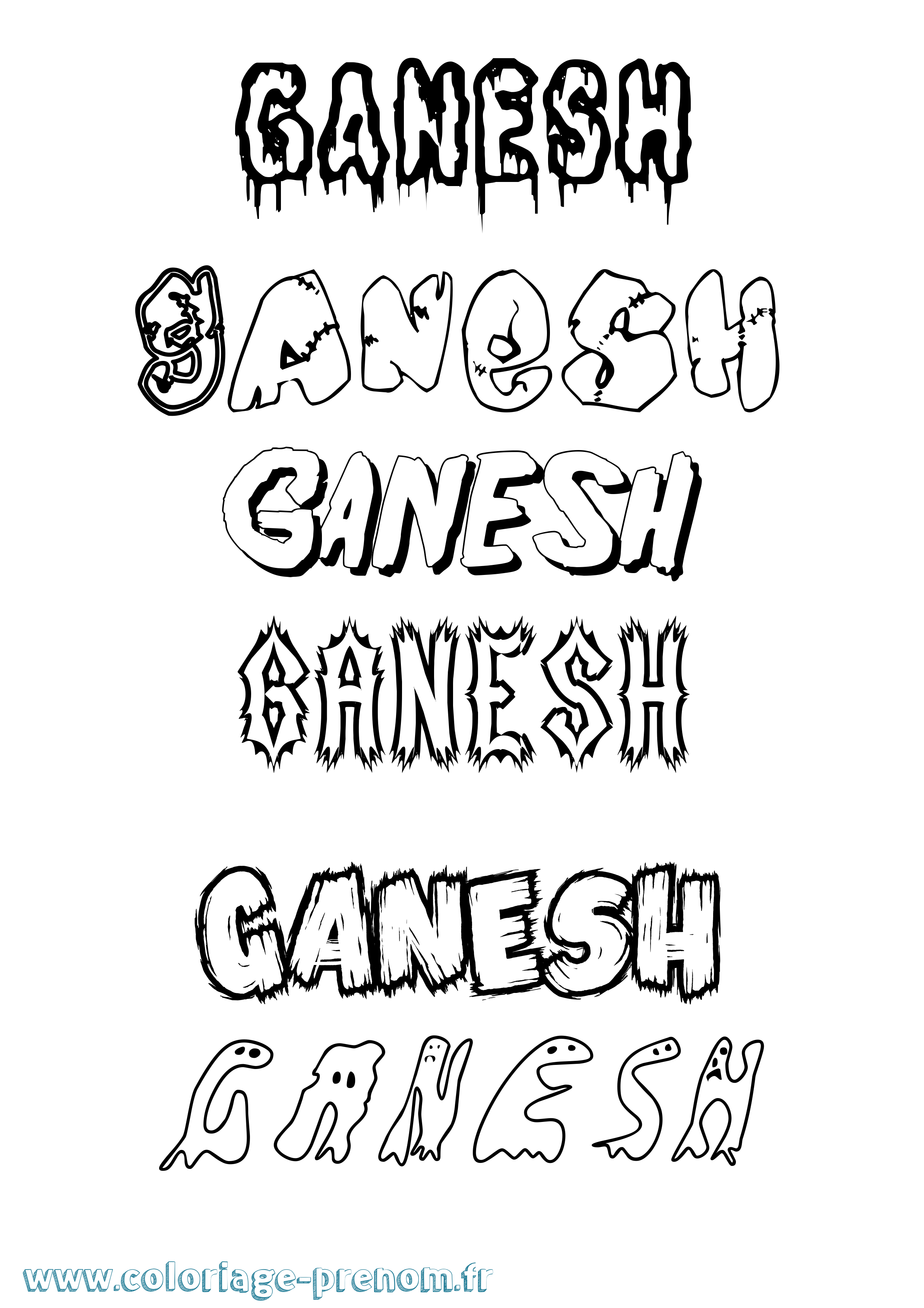 Coloriage prénom Ganesh Frisson