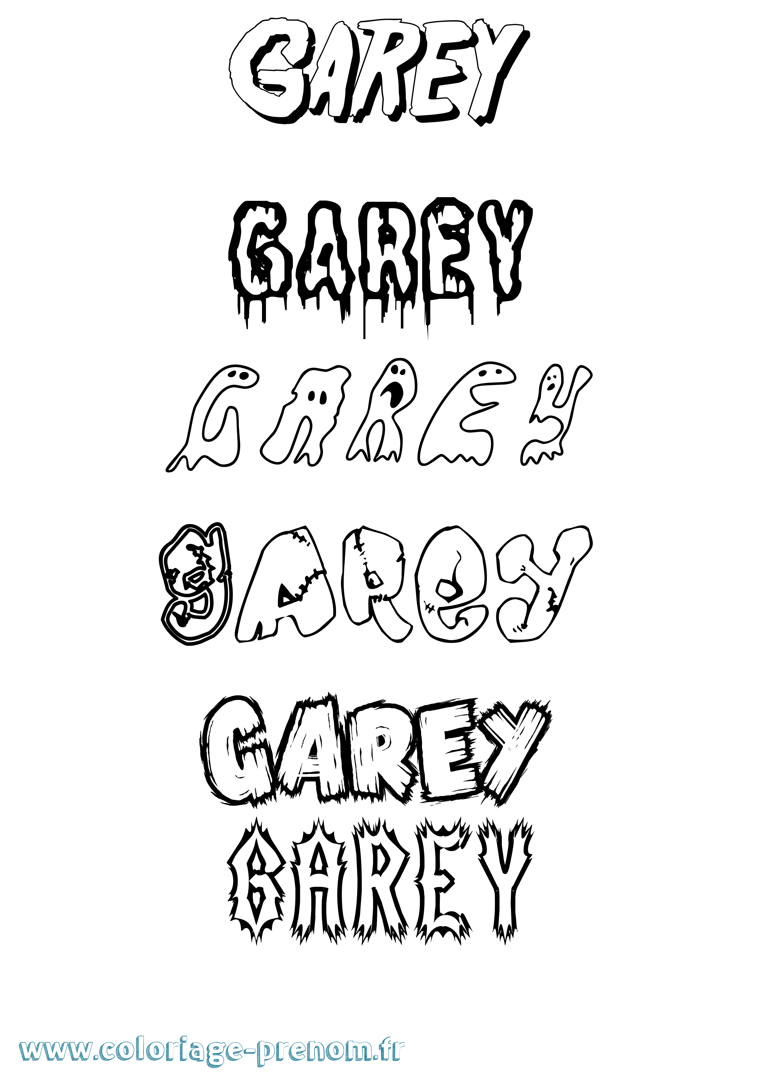 Coloriage prénom Garey Frisson