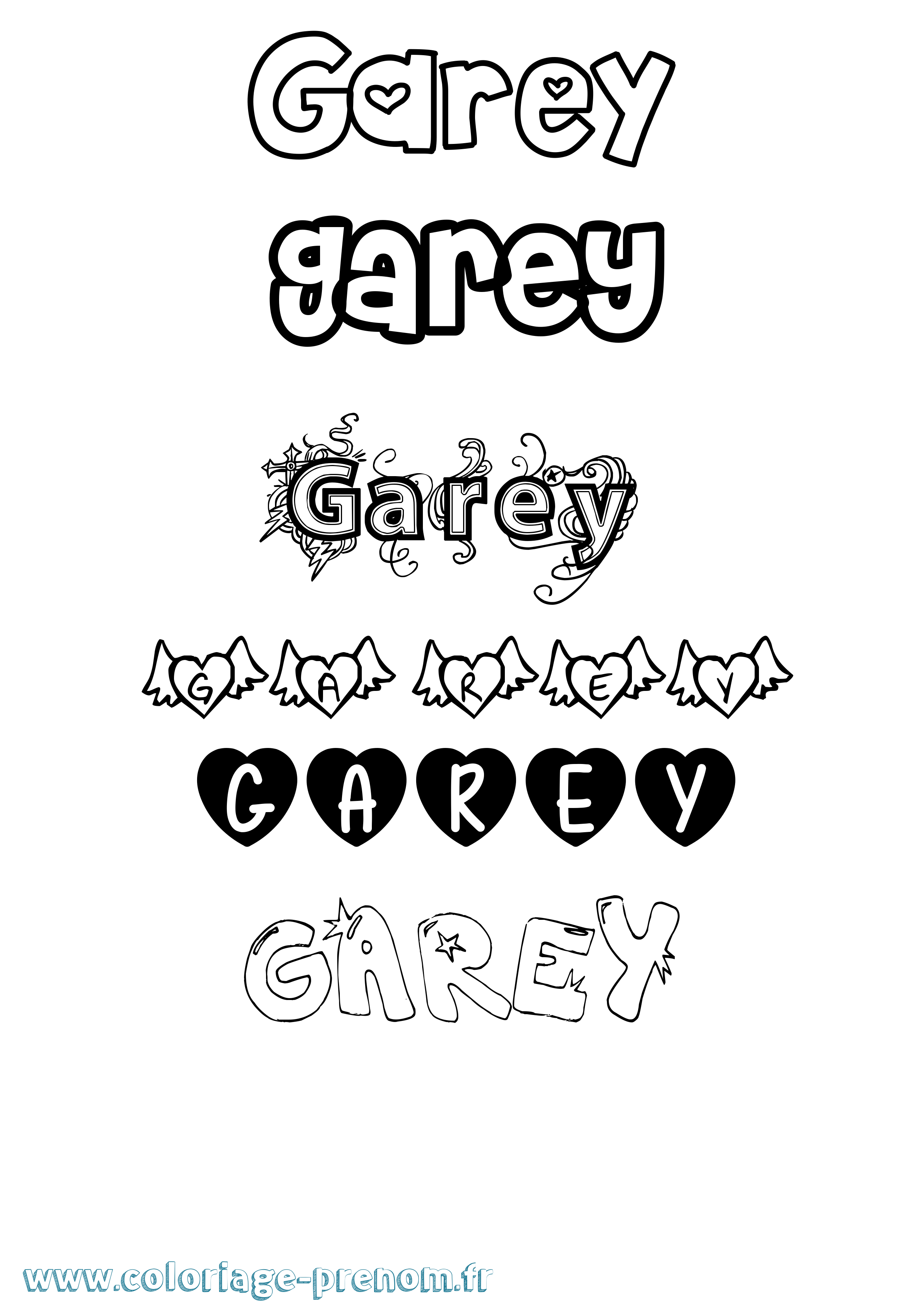 Coloriage prénom Garey Girly