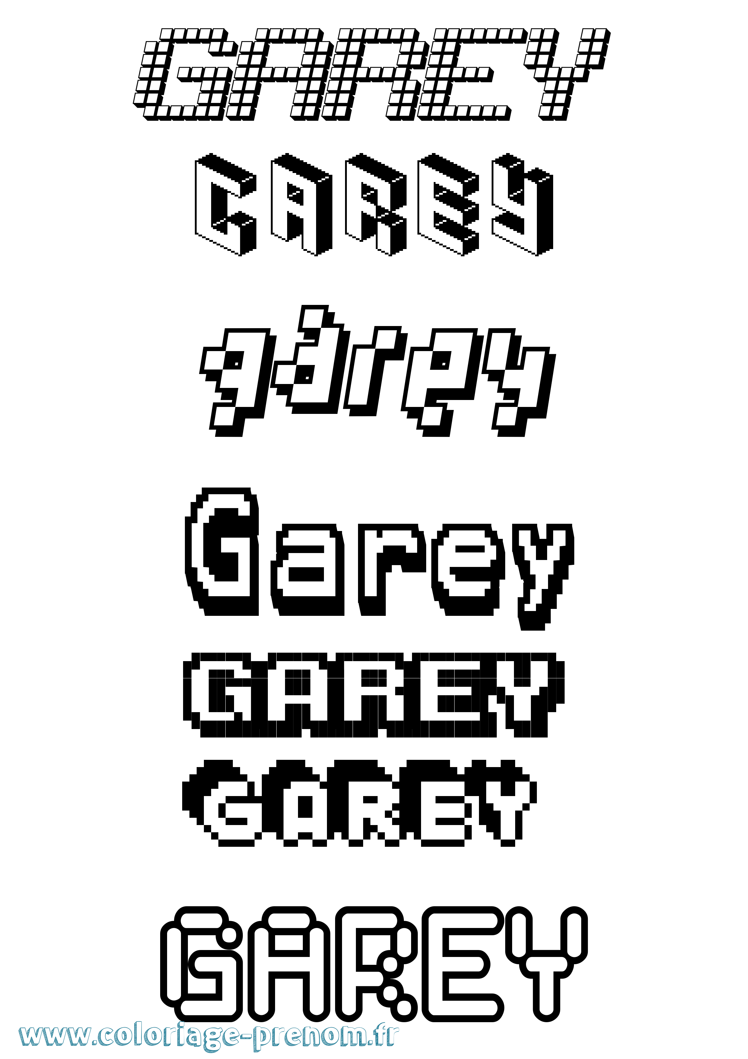 Coloriage prénom Garey Pixel