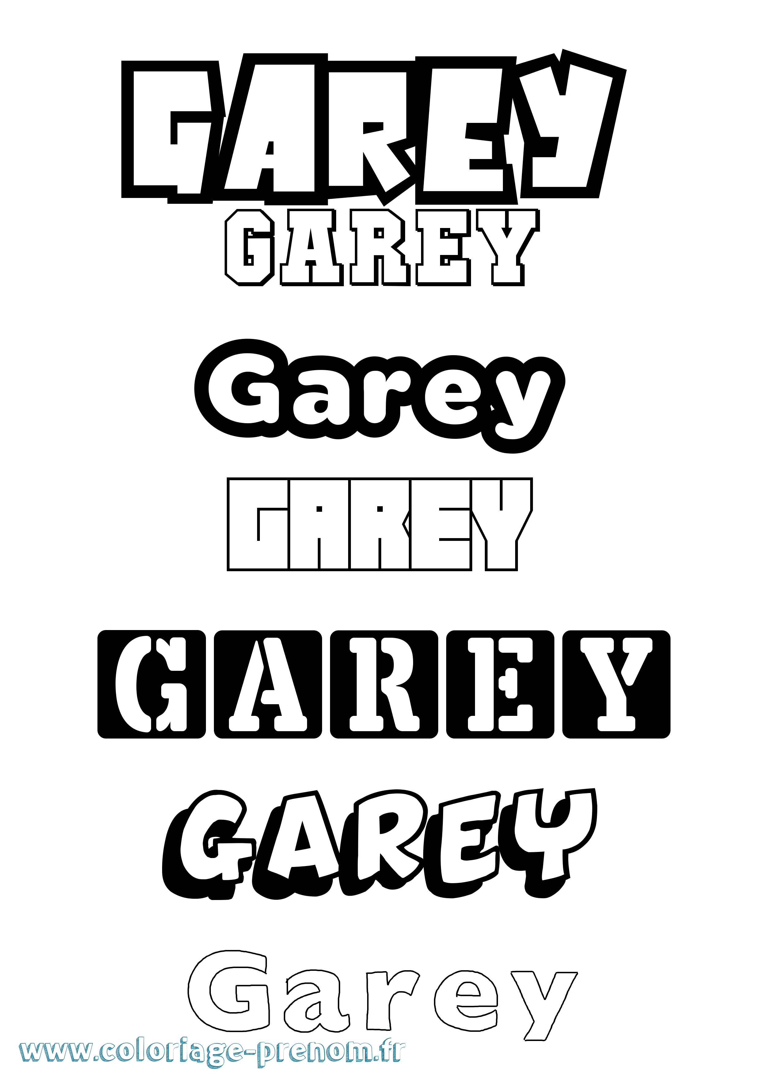 Coloriage prénom Garey Simple