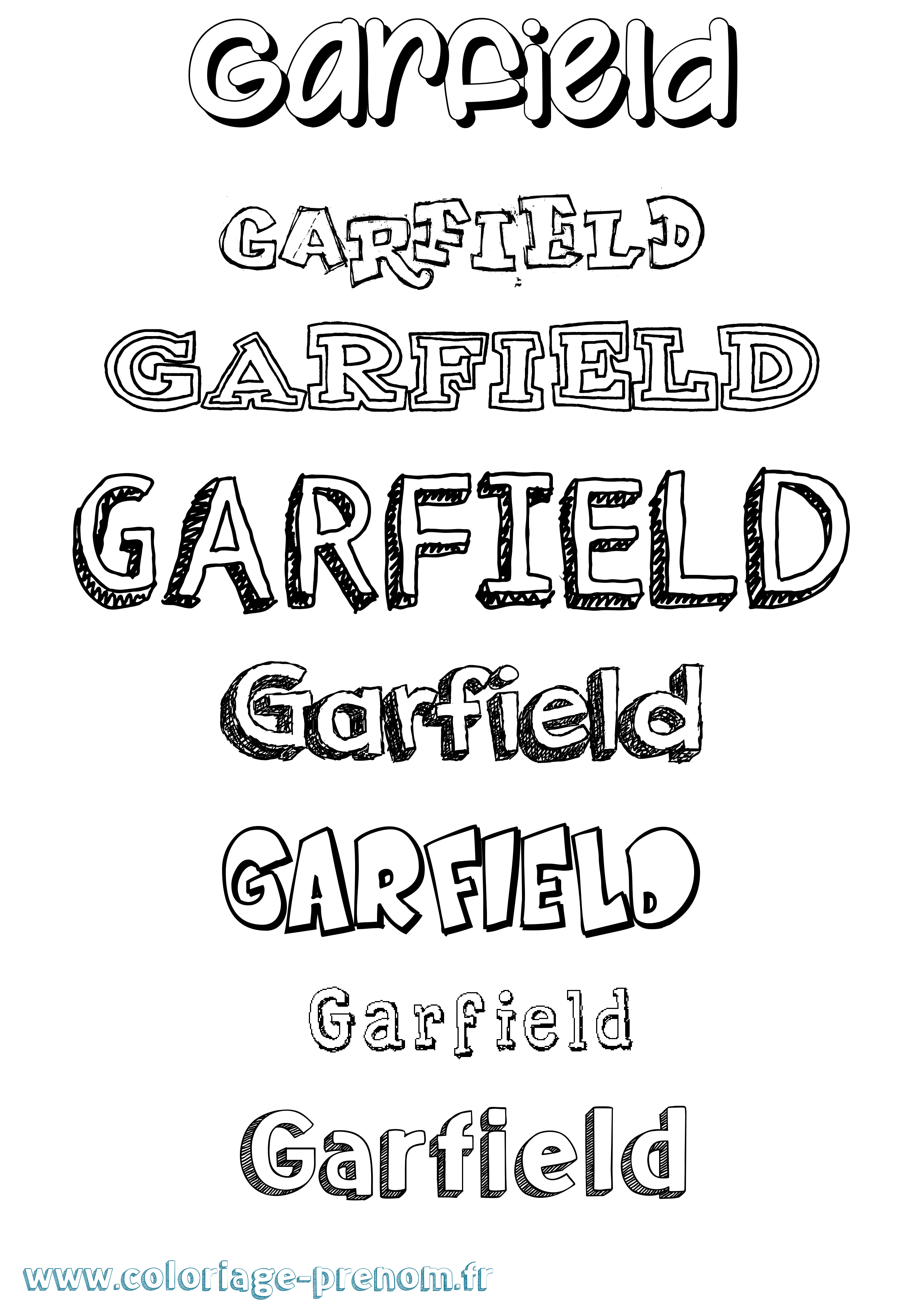 Coloriage prénom Garfield Dessiné