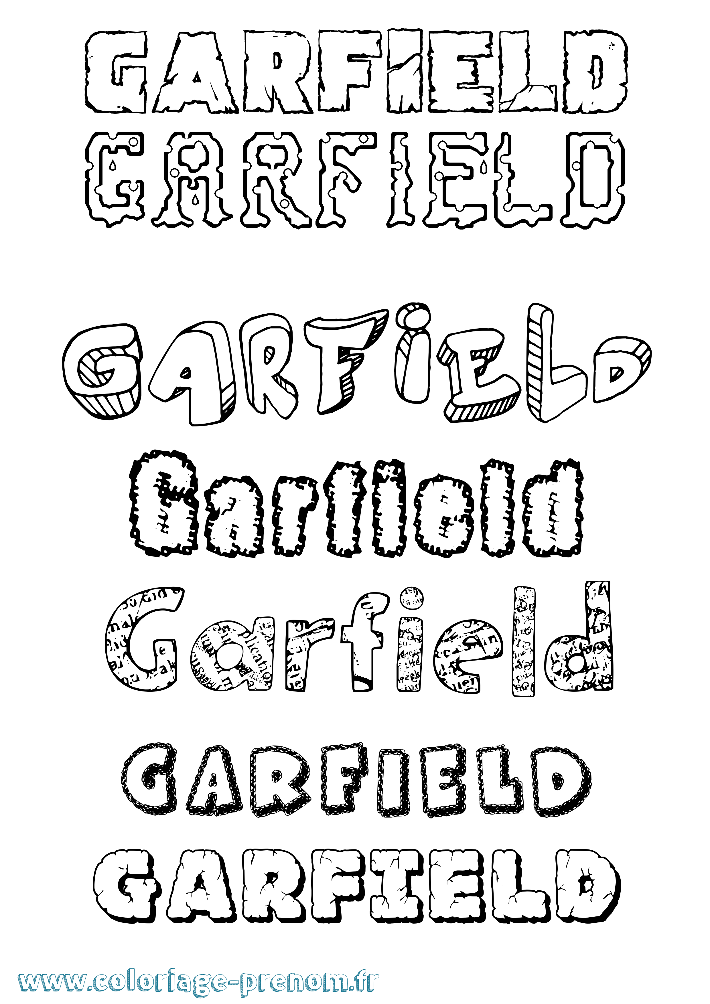 Coloriage Garfield Destructuré Coloriage prénom Garfield Destructuré