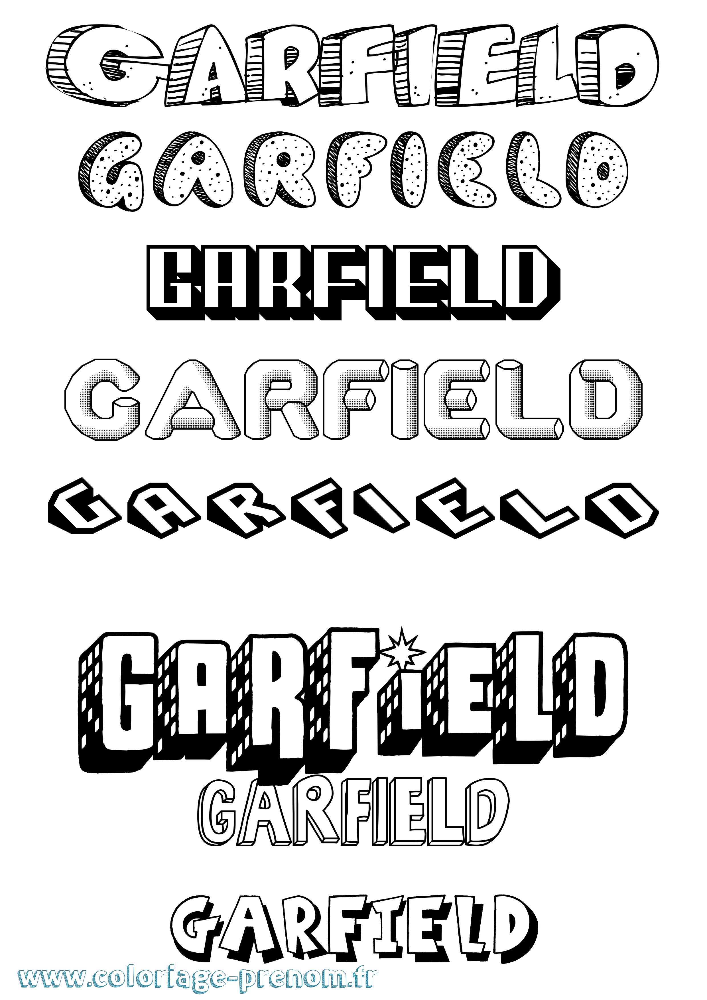Coloriage prénom Garfield Effet 3D