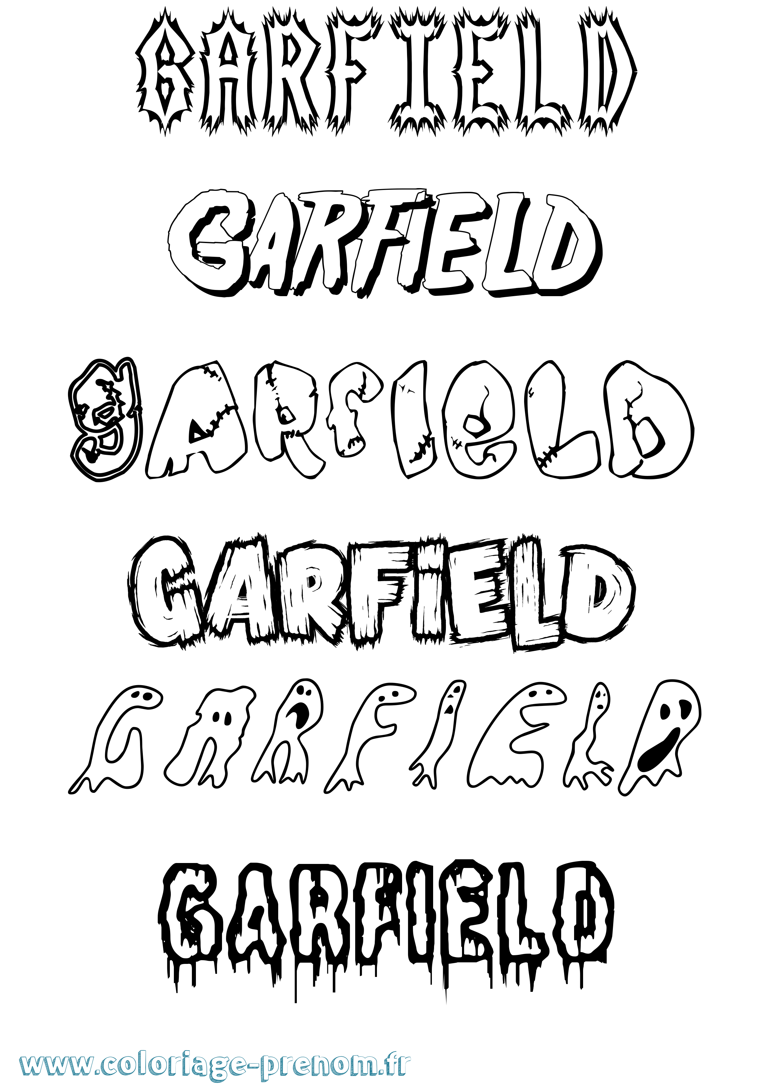 Coloriage prénom Garfield Frisson