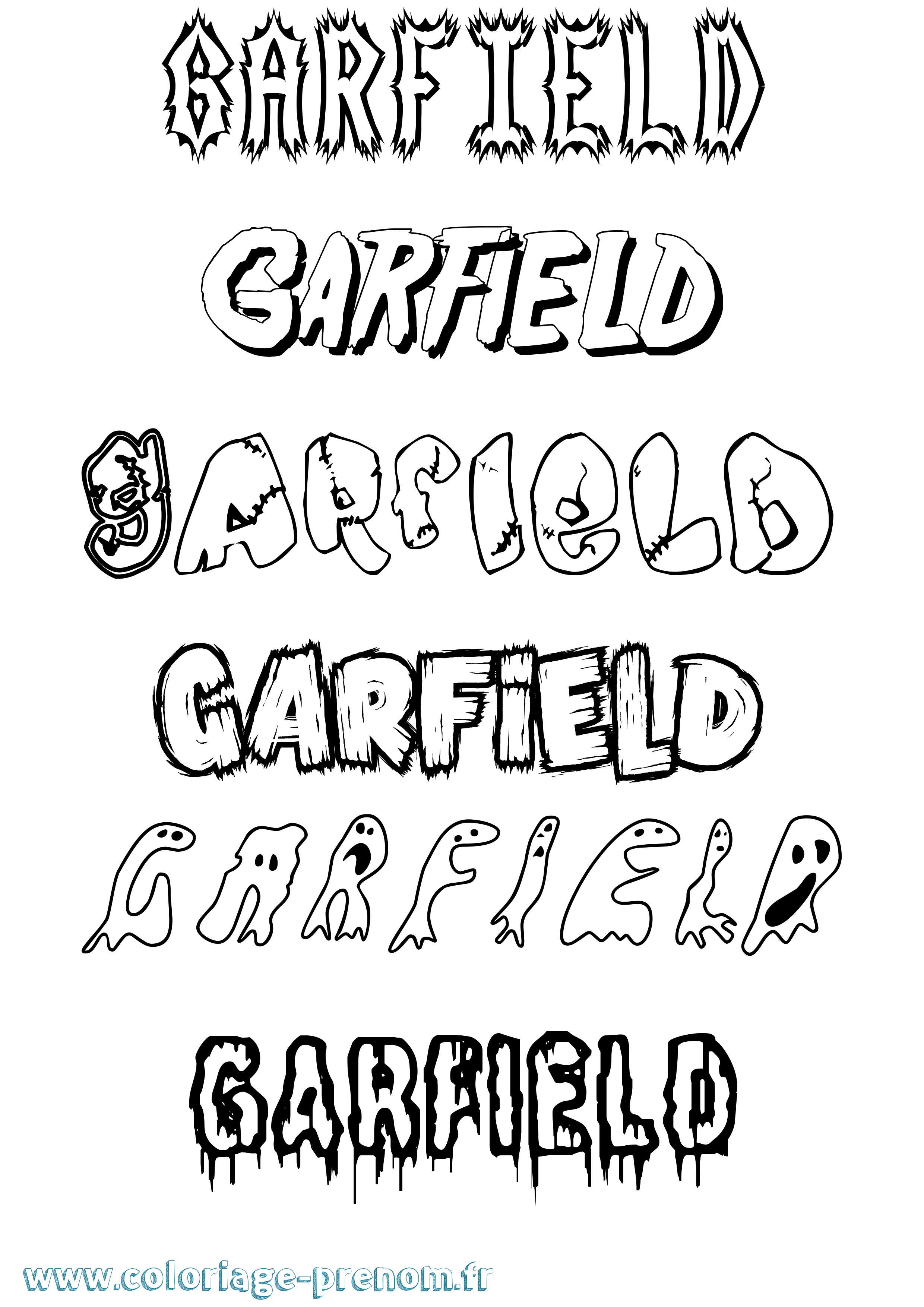 Coloriage Garfield Frisson Coloriage prénom Garfield Frisson