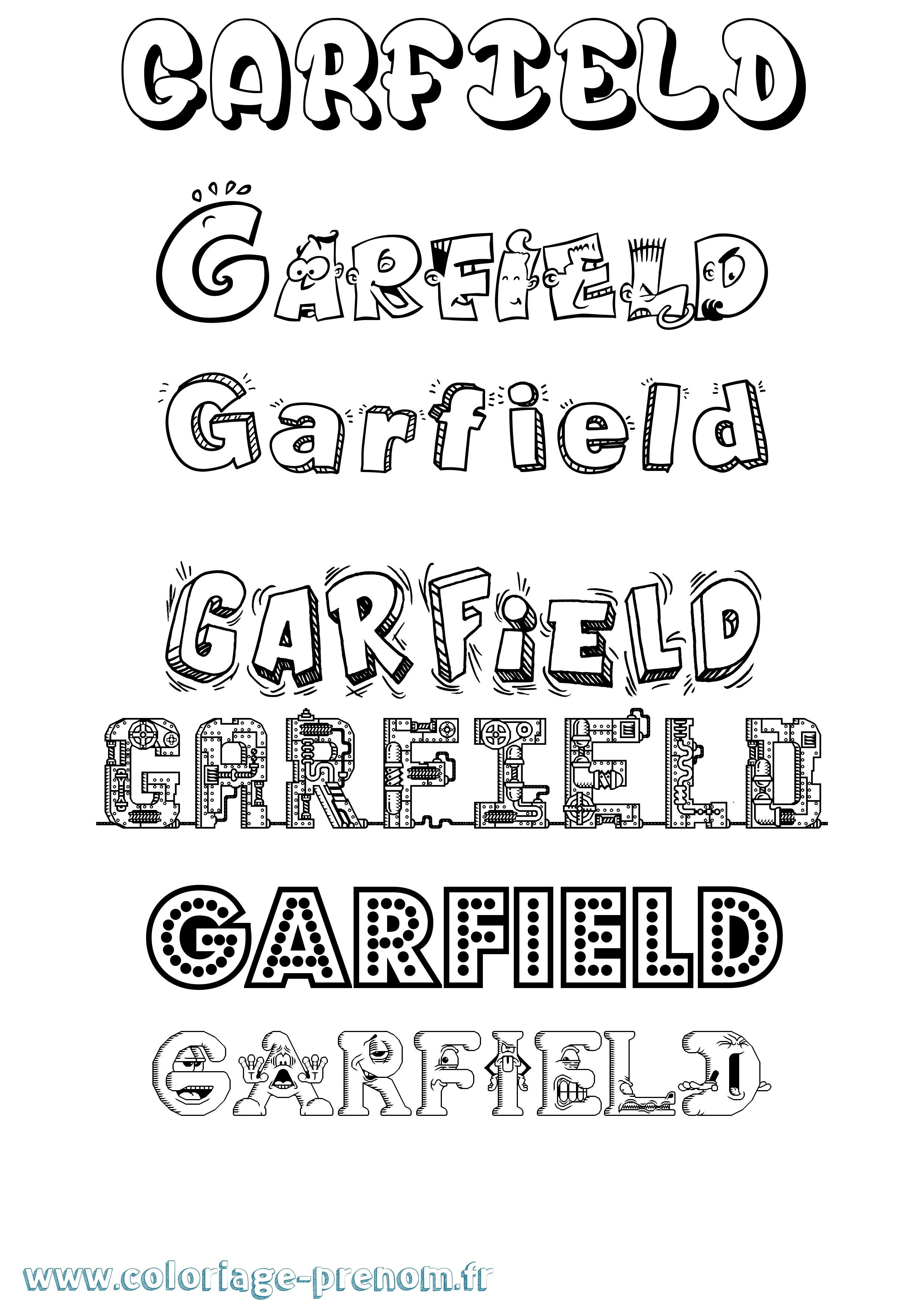 Coloriage prénom Garfield Fun