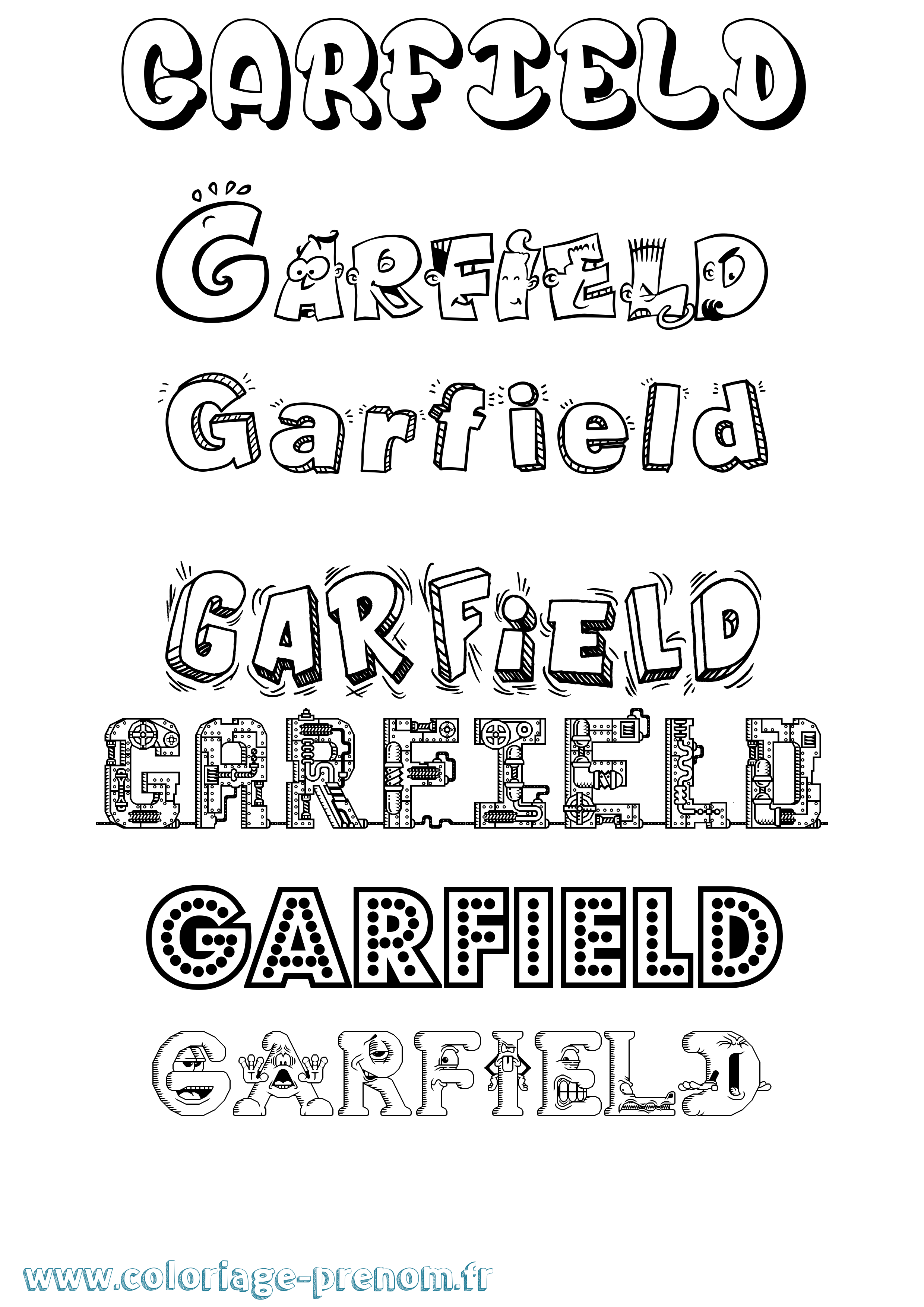 Coloriage Garfield Fun Coloriage prénom Garfield Fun