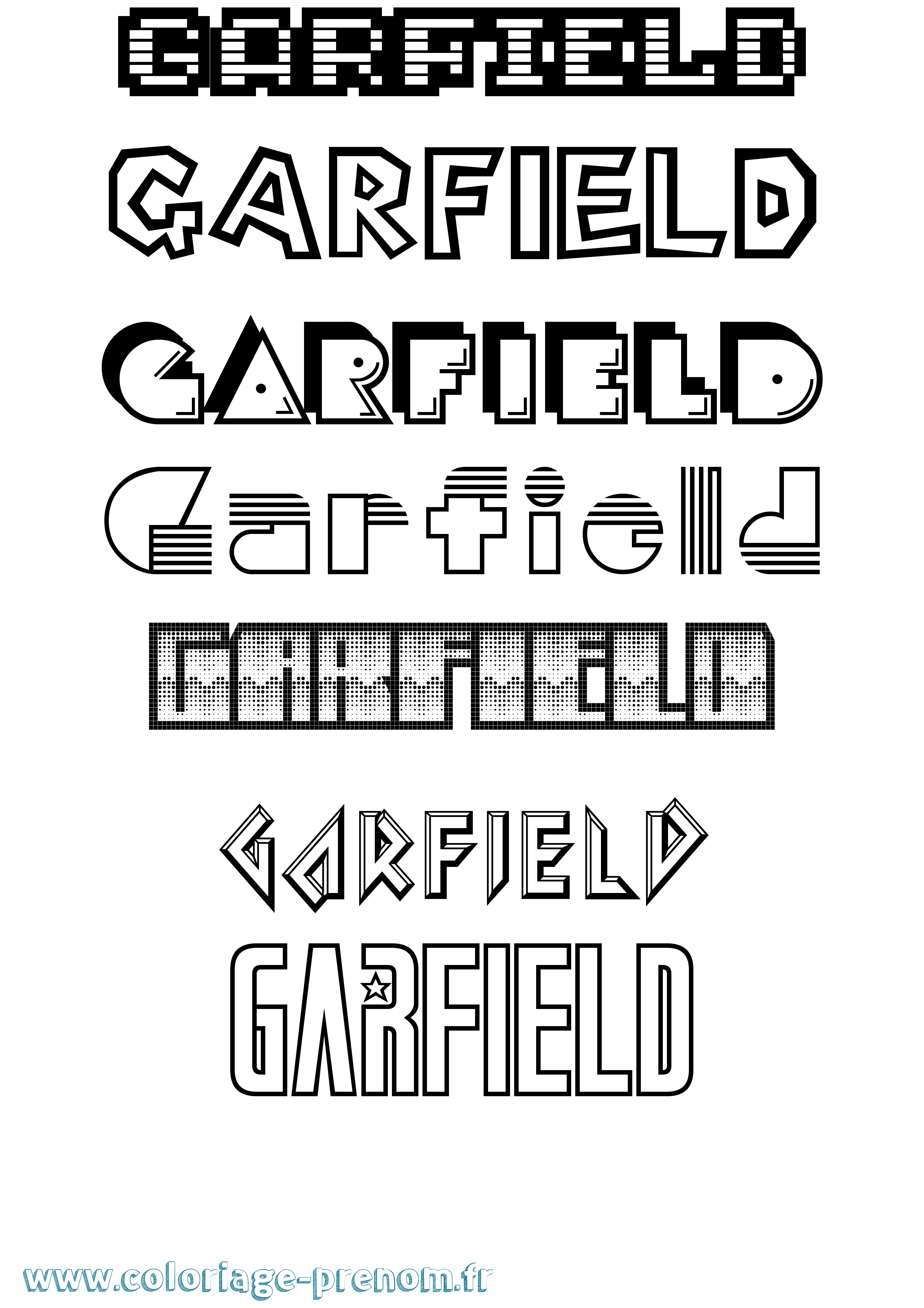 Coloriage prénom Garfield Jeux Vidéos