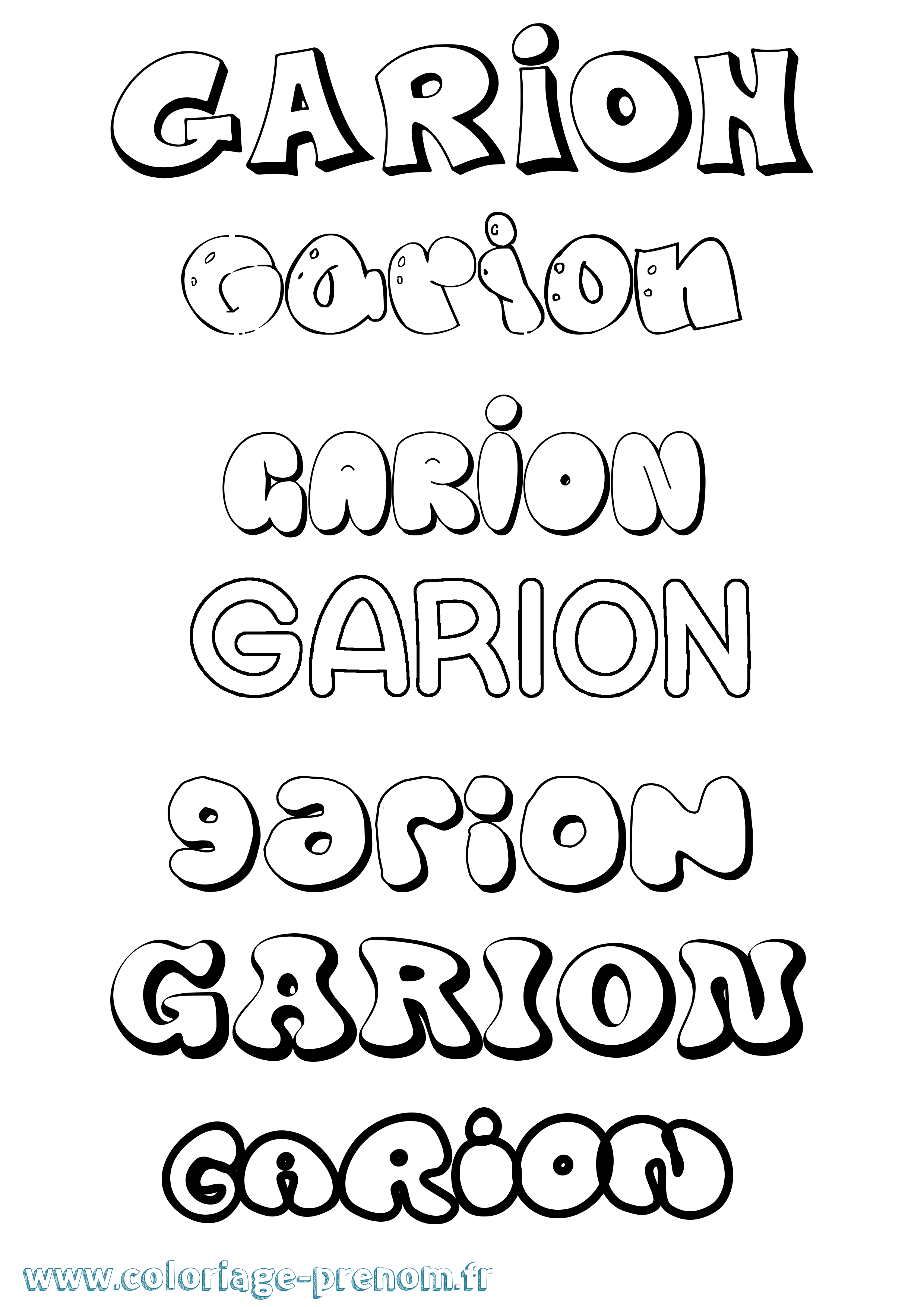 Coloriage prénom Garion Bubble