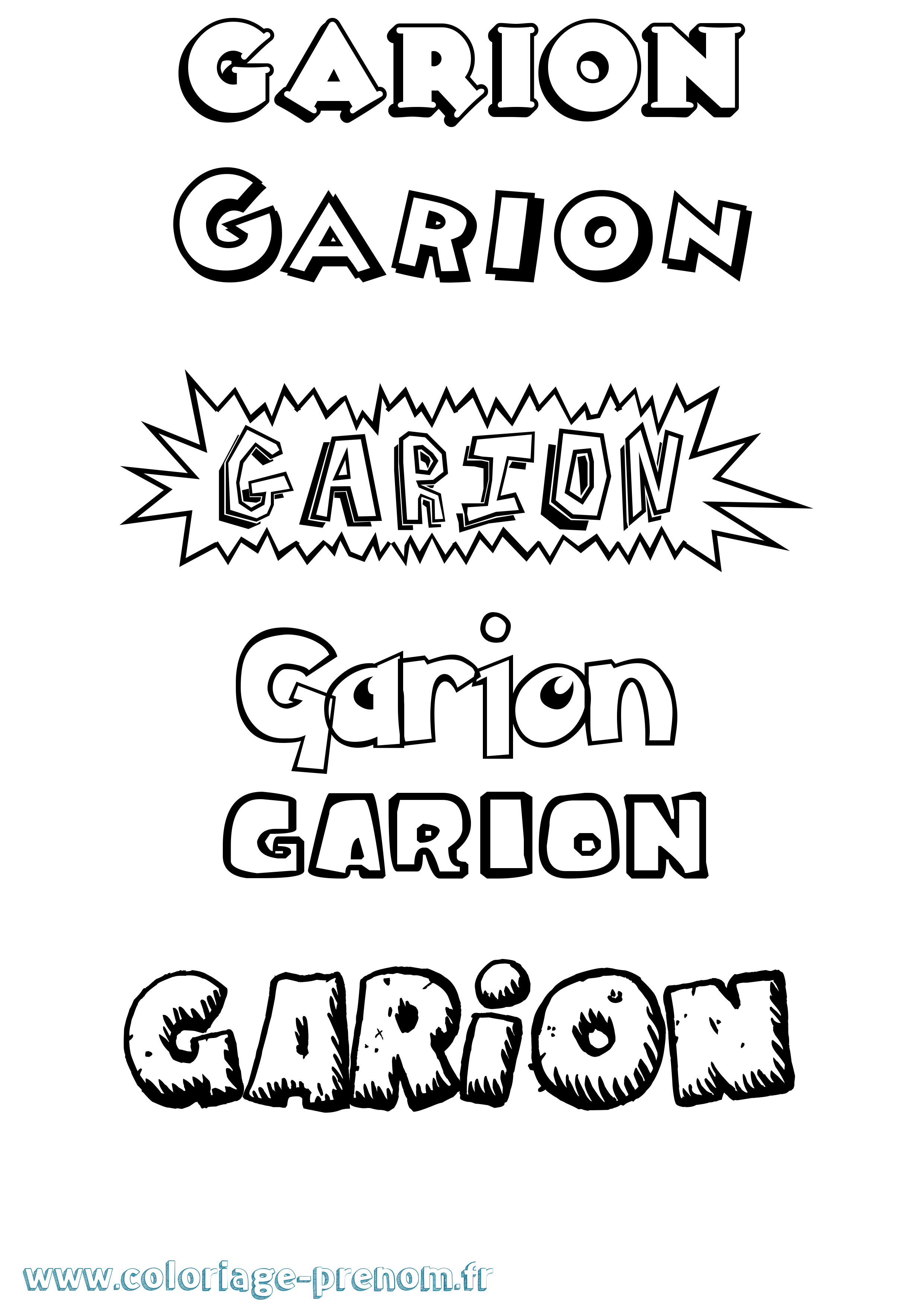 Coloriage prénom Garion Dessin Animé