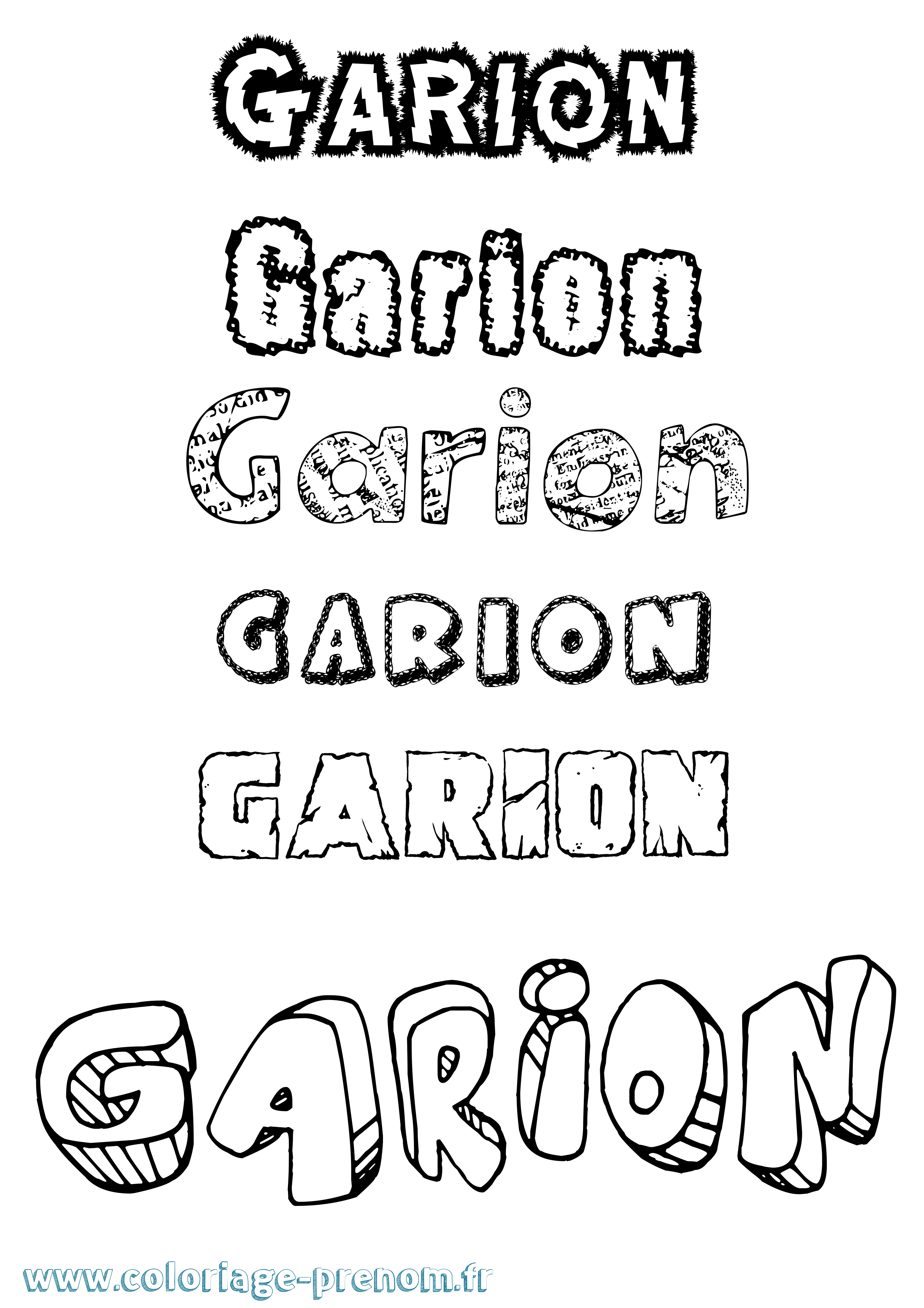 Coloriage prénom Garion Destructuré