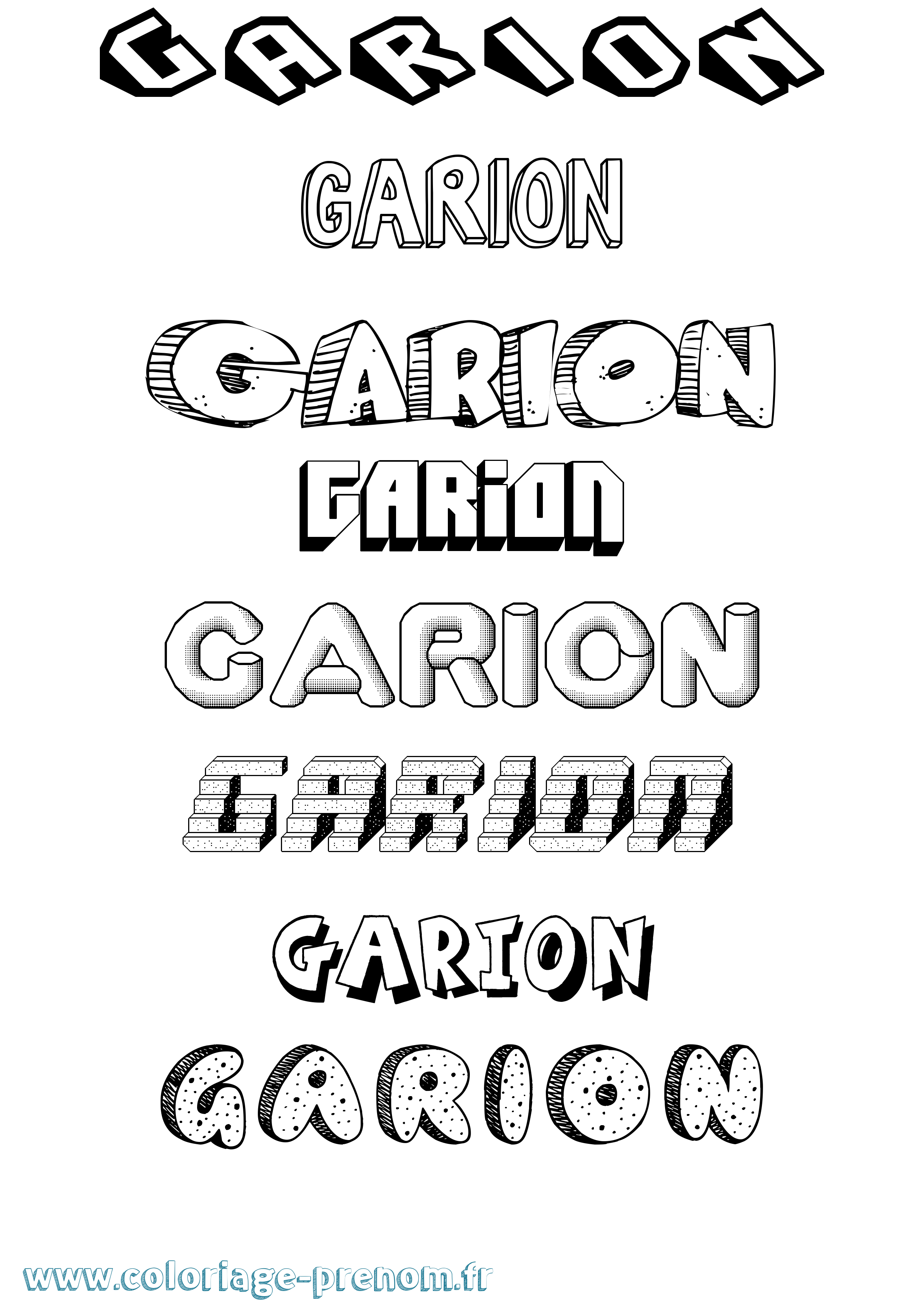 Coloriage prénom Garion Effet 3D