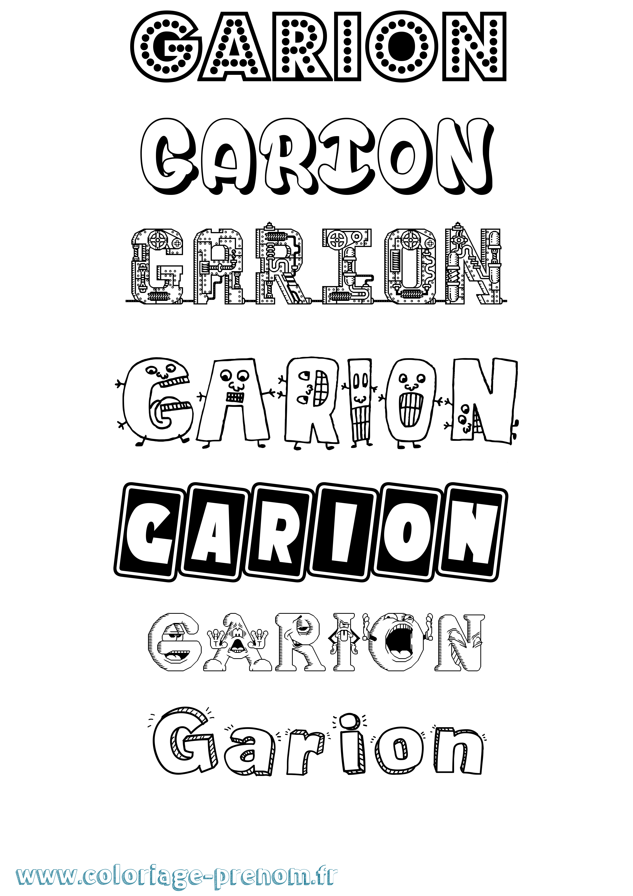 Coloriage prénom Garion Fun