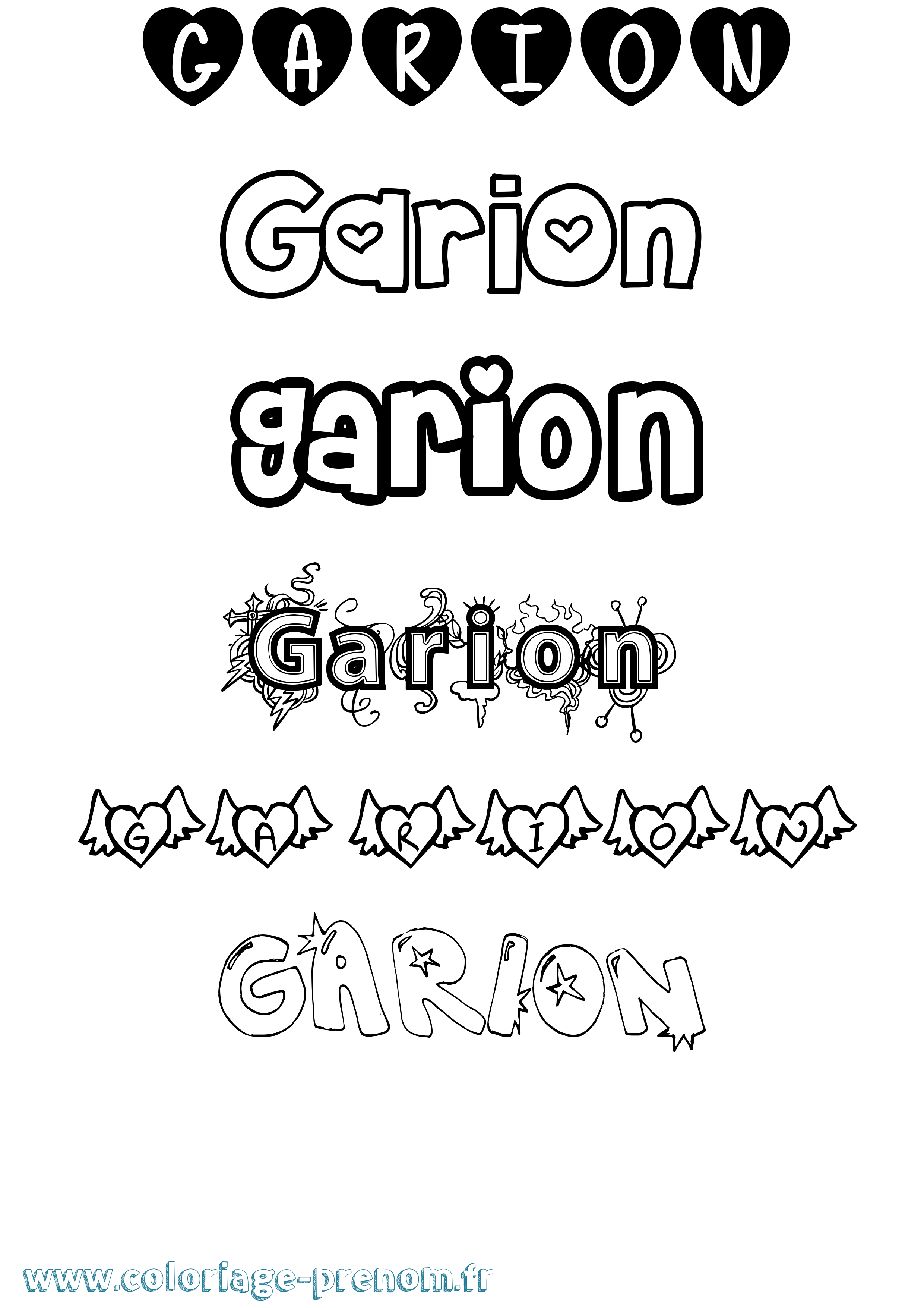 Coloriage prénom Garion Girly