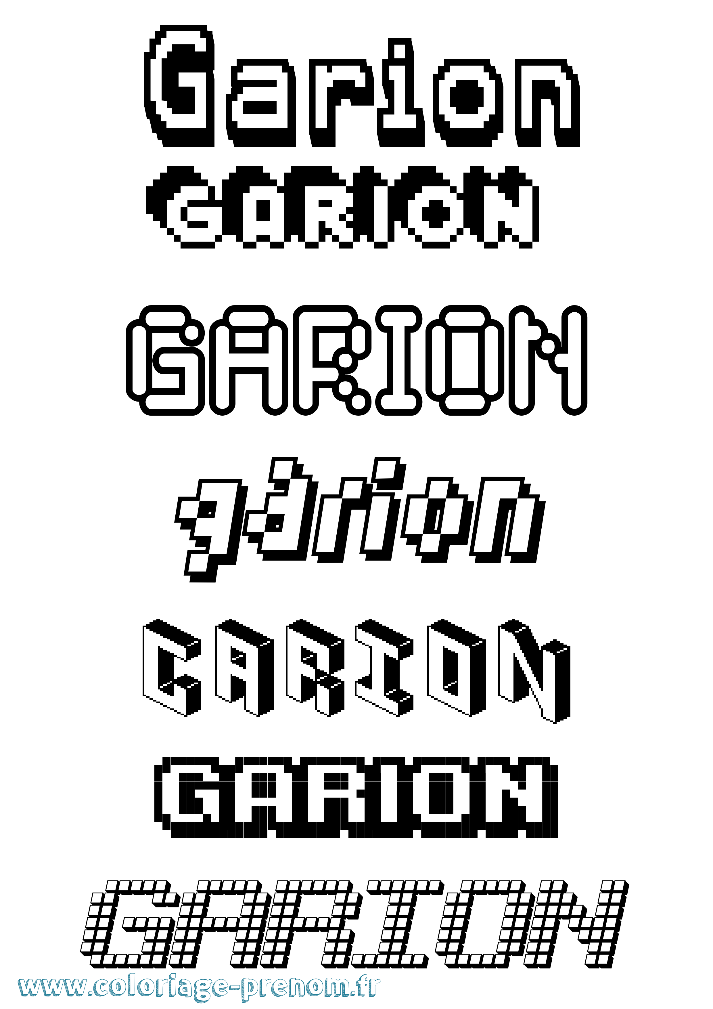 Coloriage prénom Garion Pixel