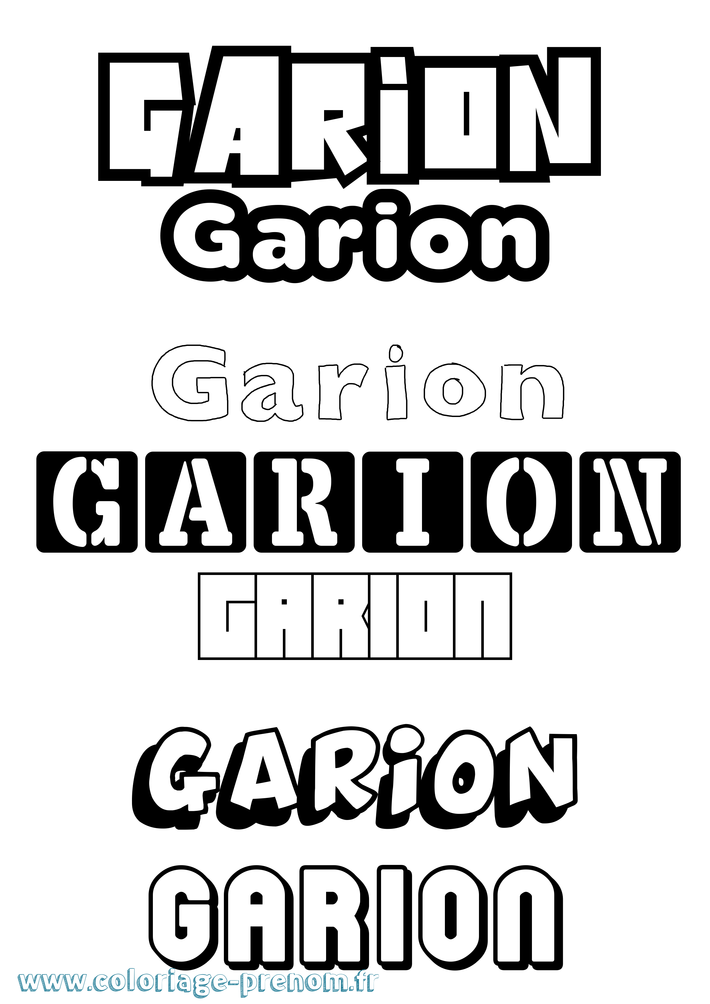 Coloriage prénom Garion Simple