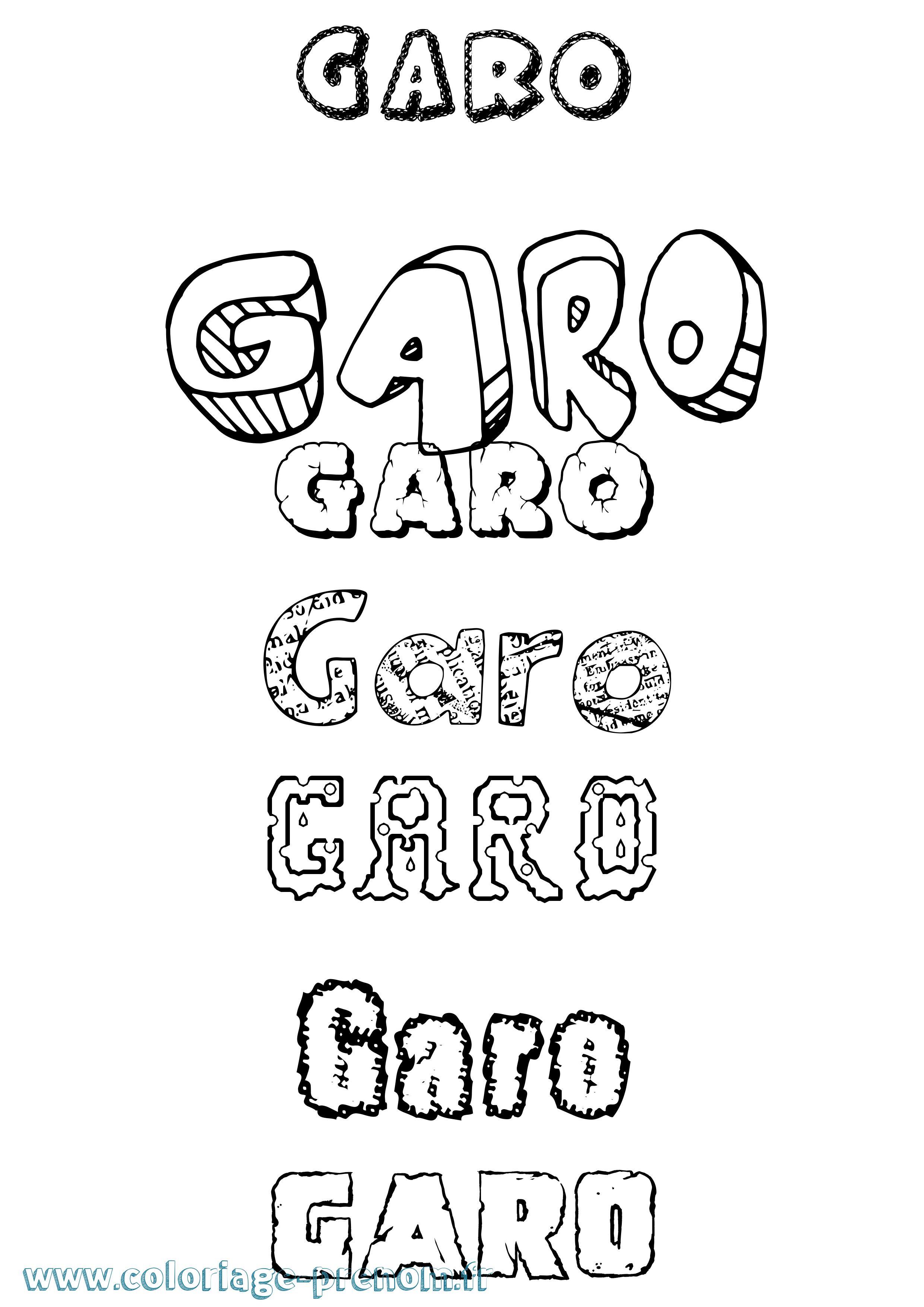 Coloriage prénom Garo Destructuré