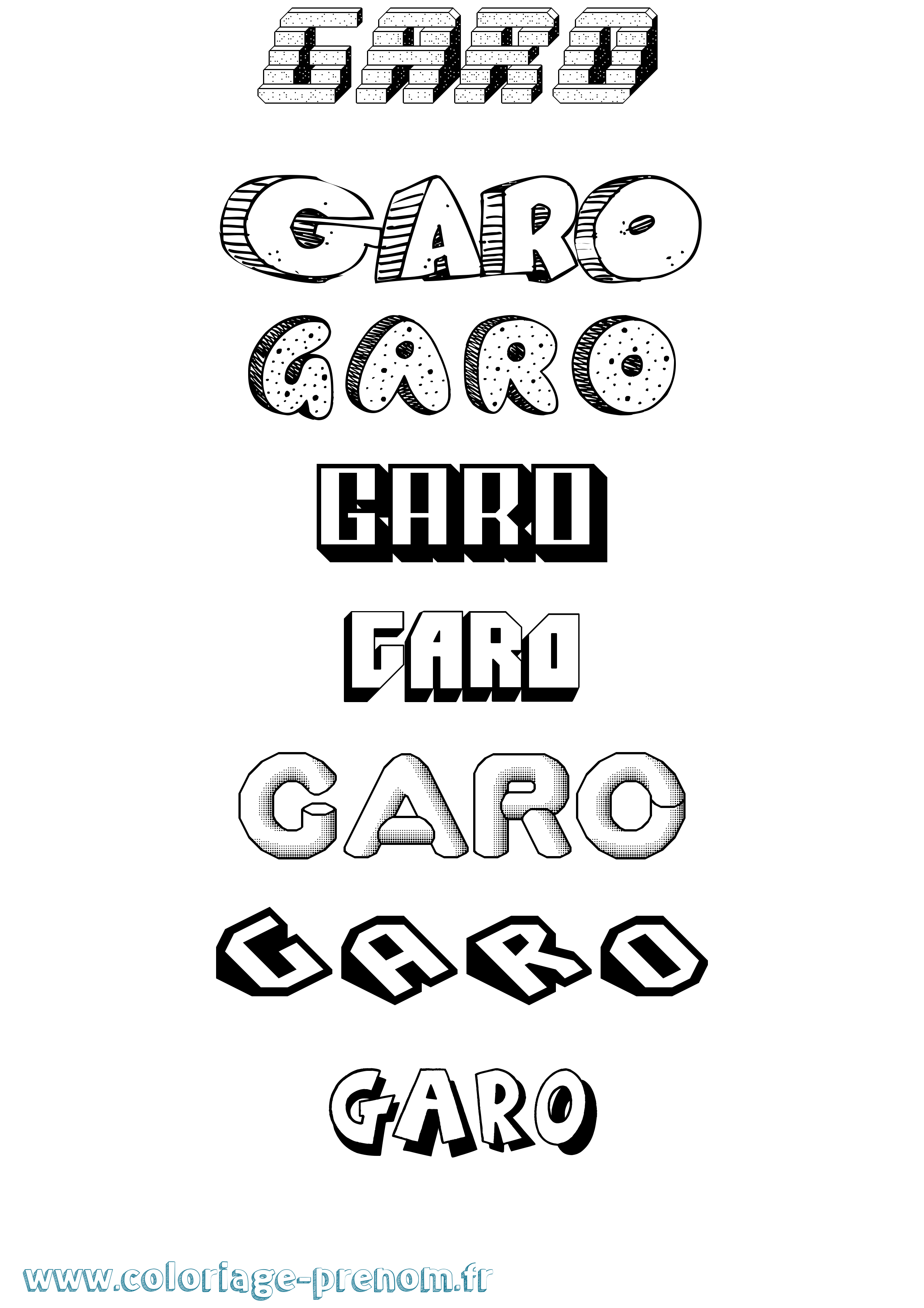 Coloriage prénom Garo Effet 3D