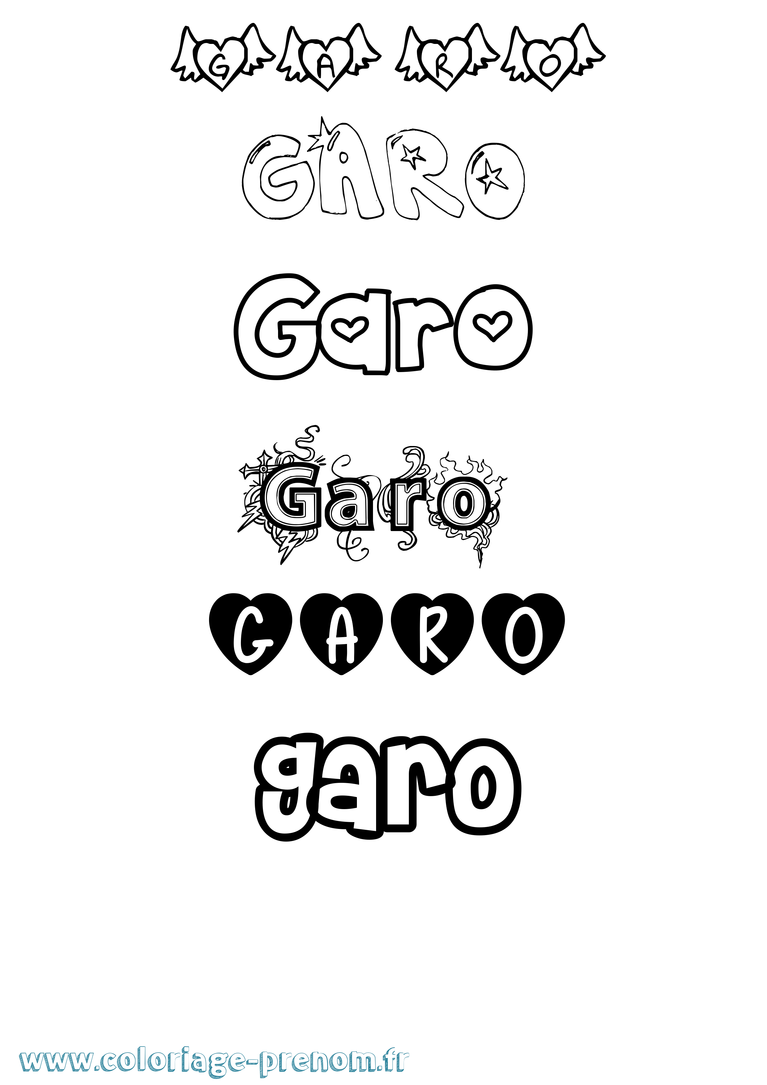 Coloriage prénom Garo Girly