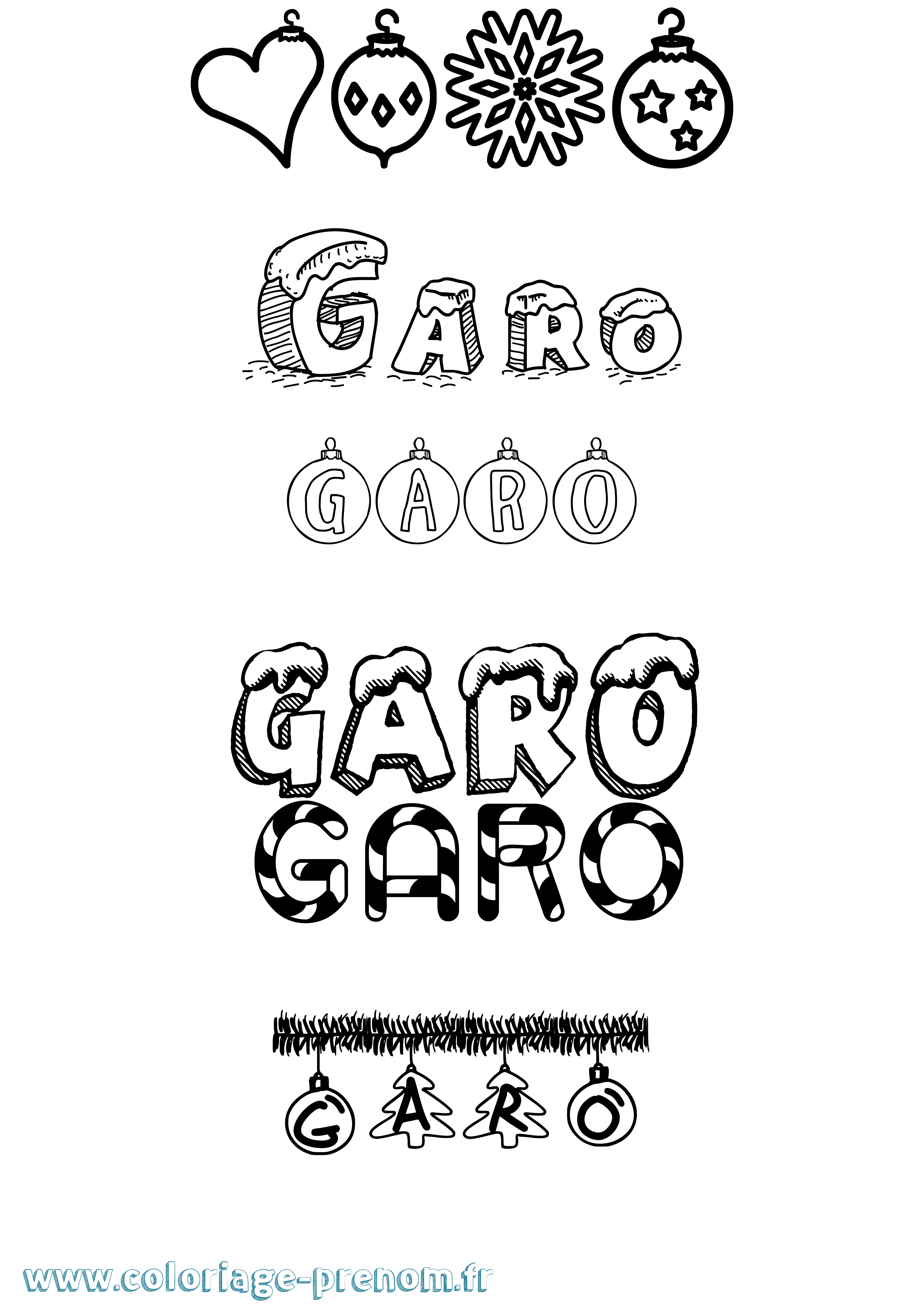 Coloriage prénom Garo Noël