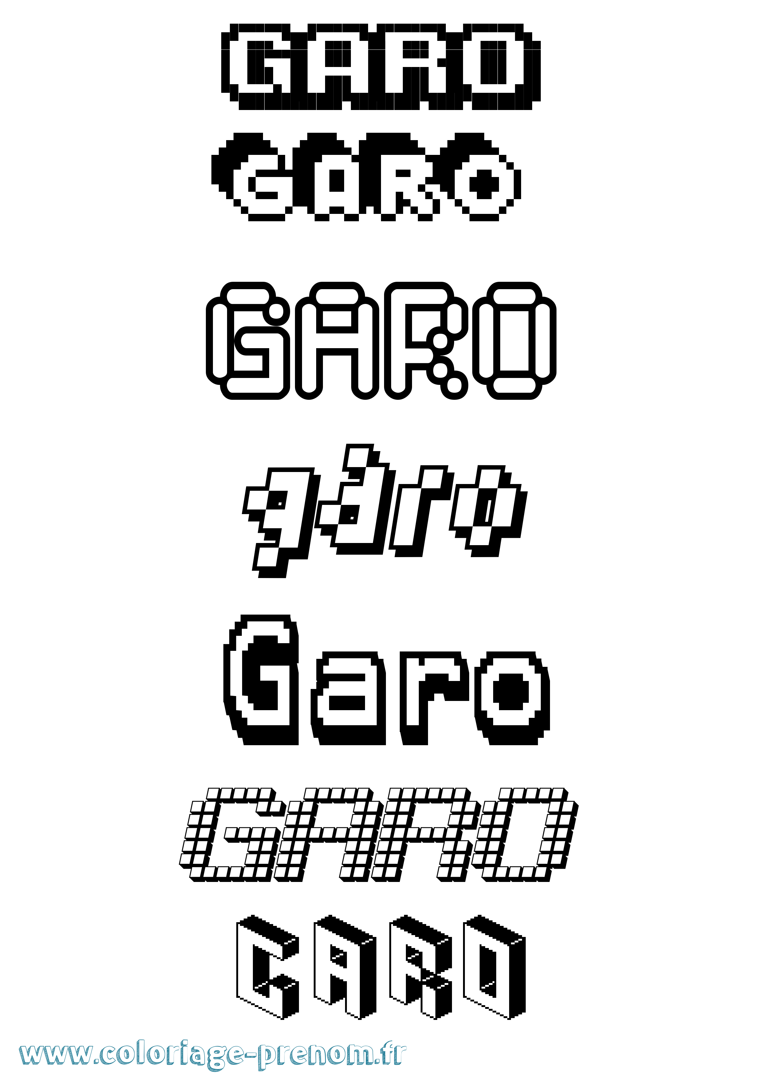 Coloriage prénom Garo Pixel