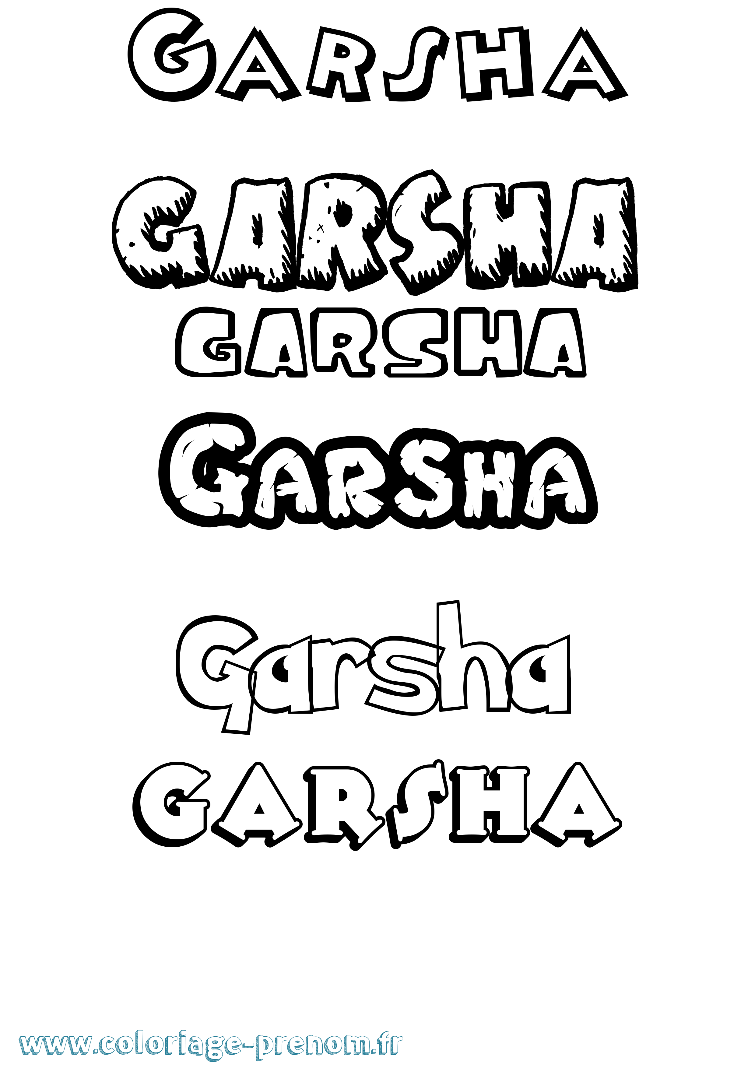 Coloriage prénom Garsha Dessin Animé
