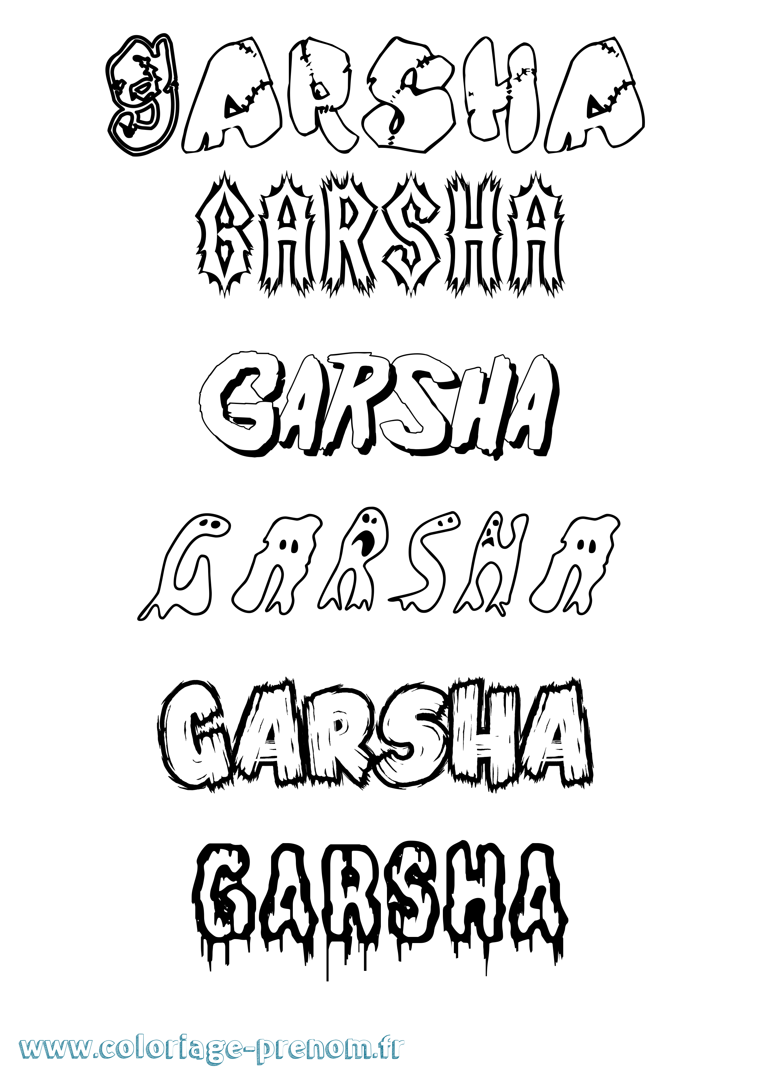 Coloriage prénom Garsha Frisson