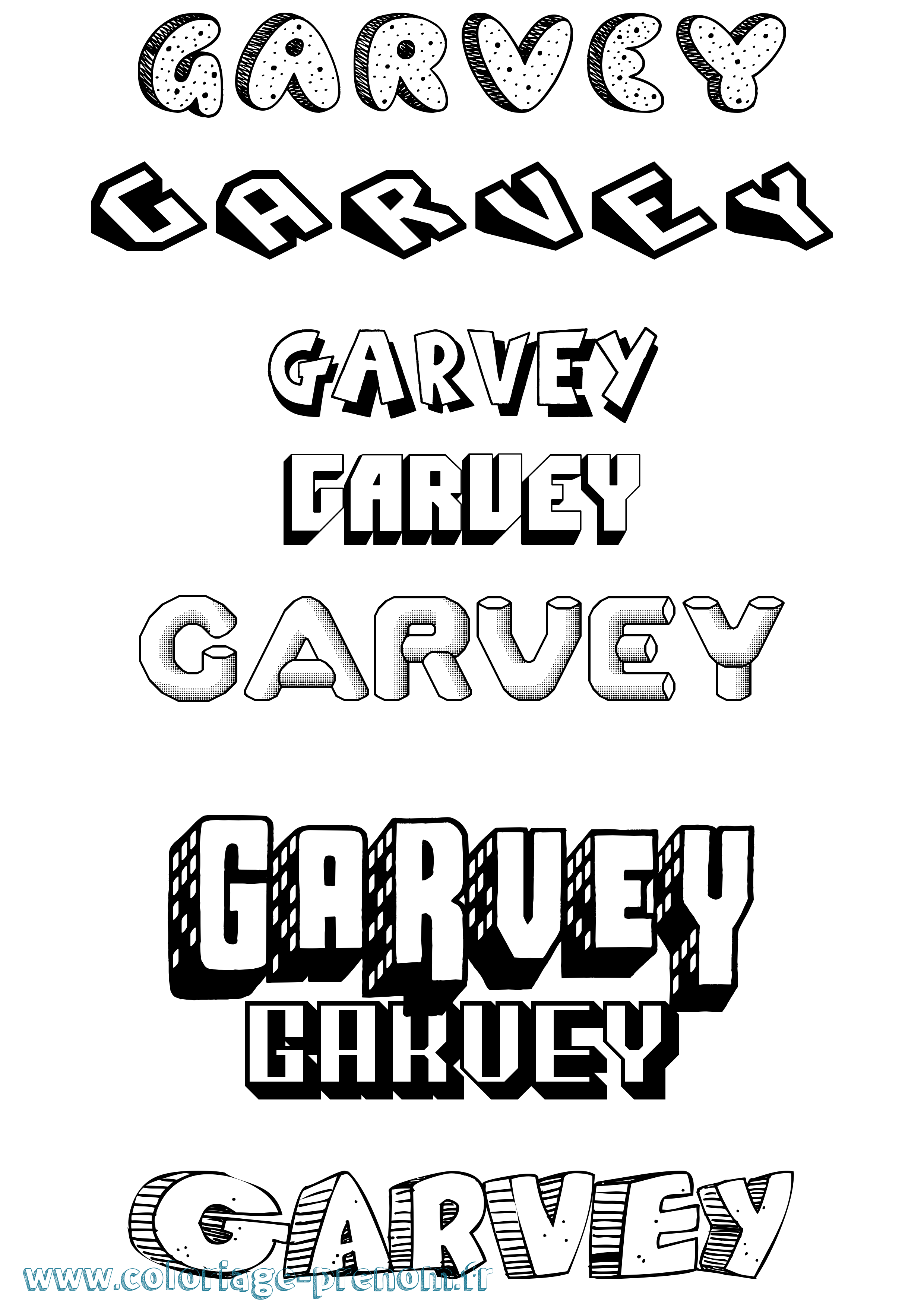 Coloriage prénom Garvey Effet 3D