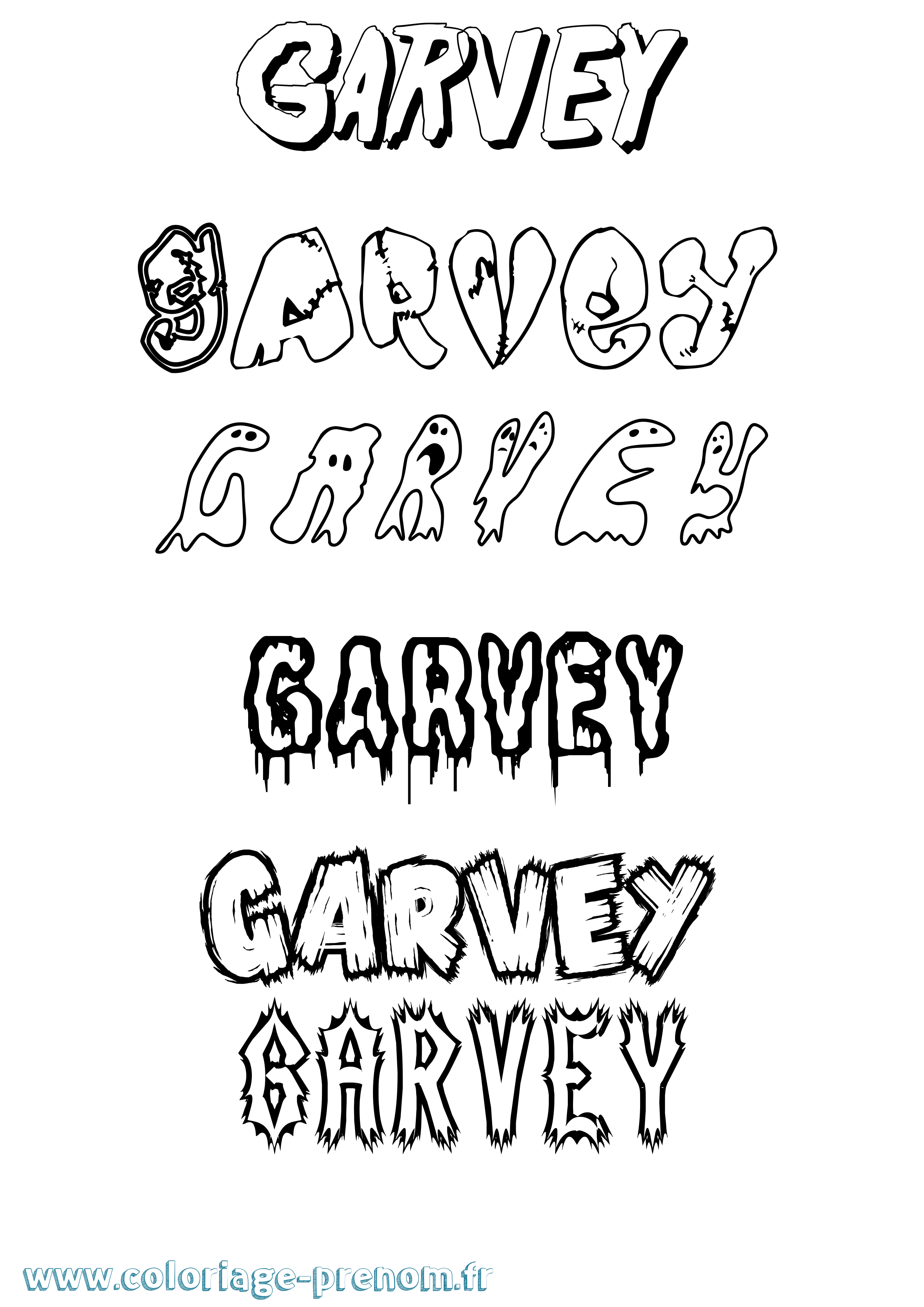 Coloriage prénom Garvey Frisson