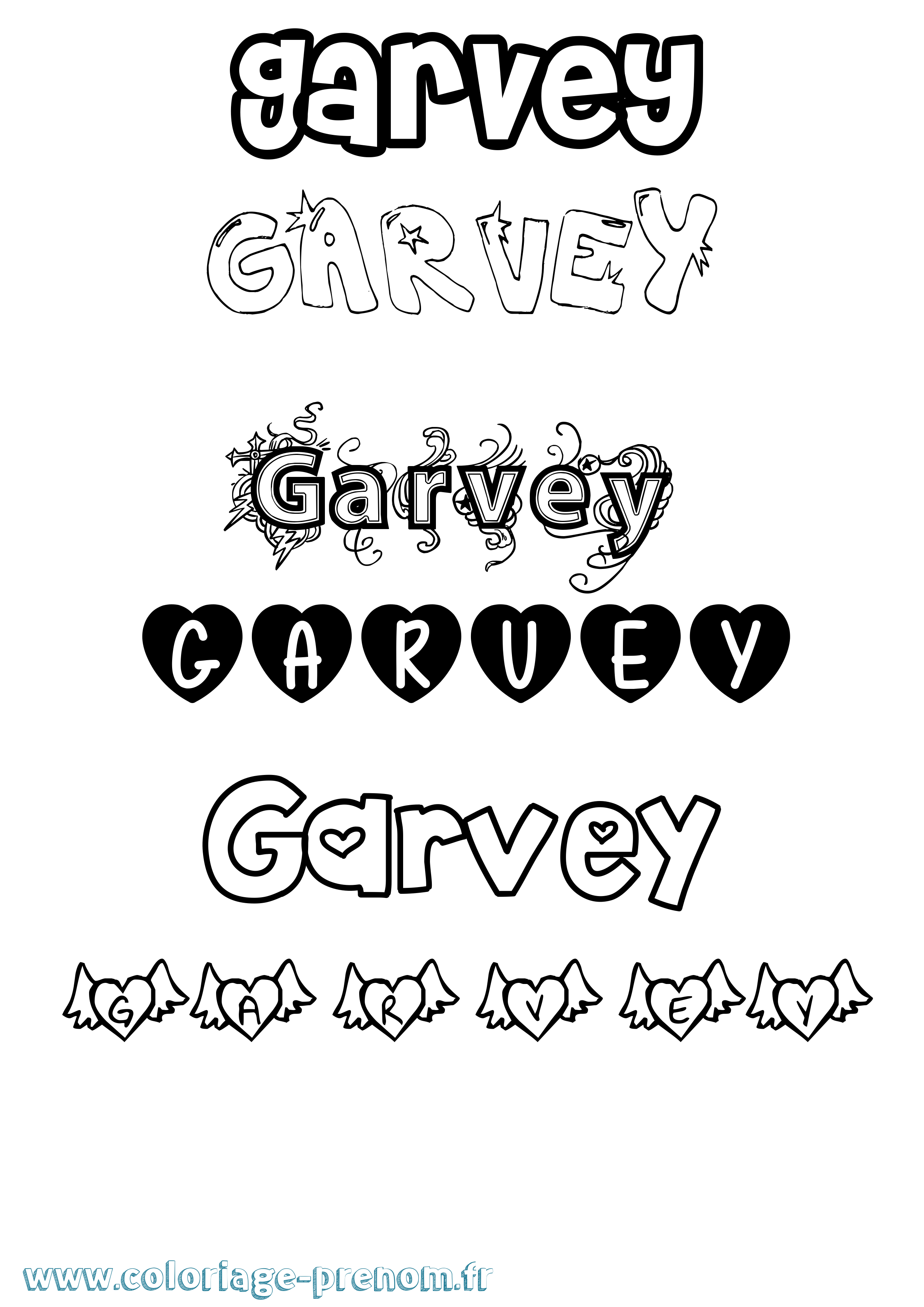 Coloriage prénom Garvey Girly