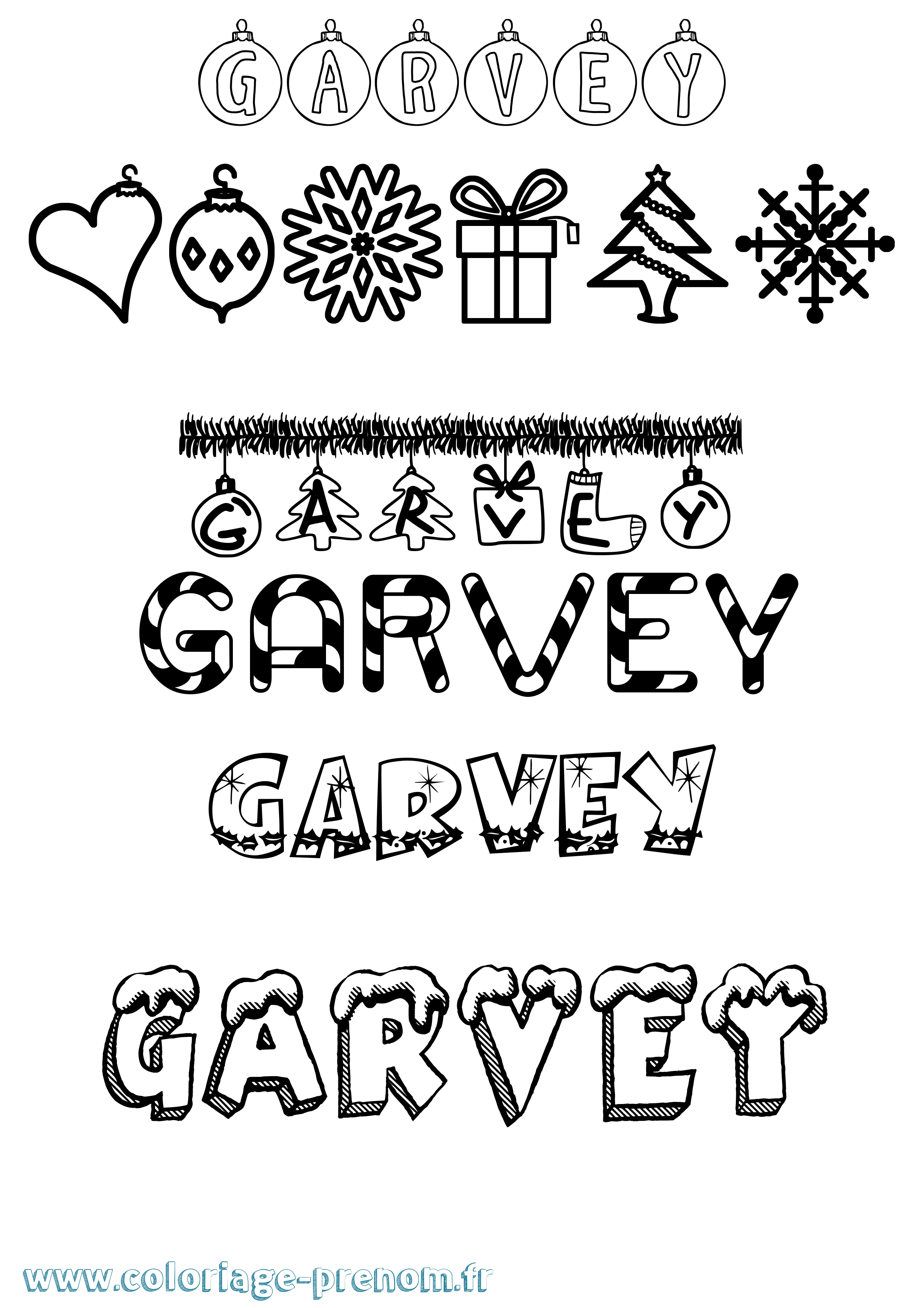 Coloriage prénom Garvey Noël