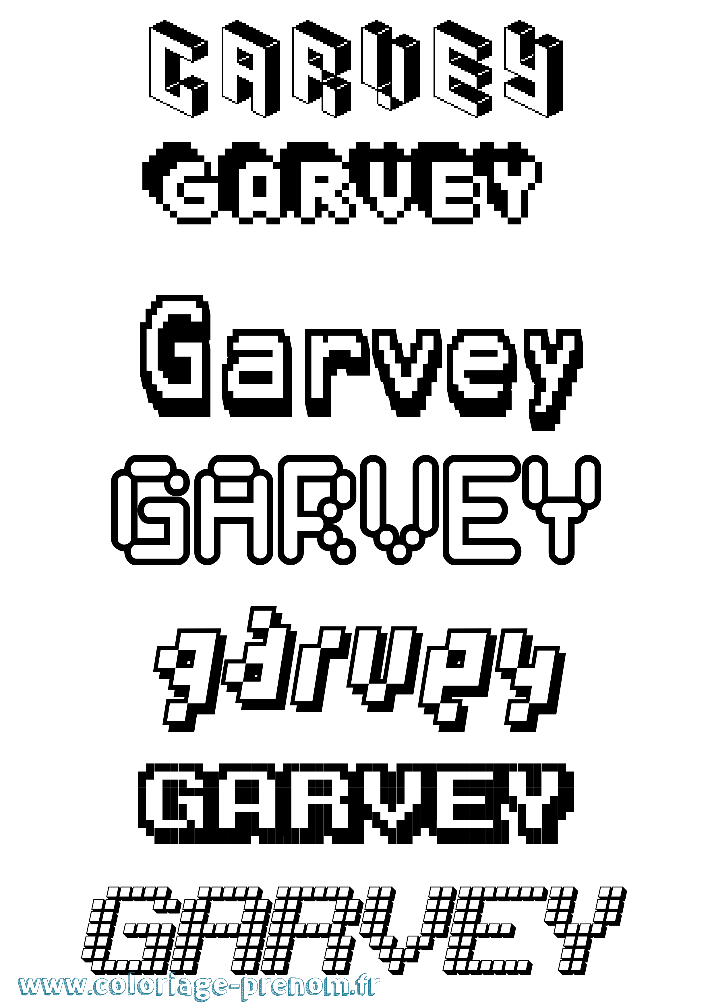 Coloriage prénom Garvey Pixel