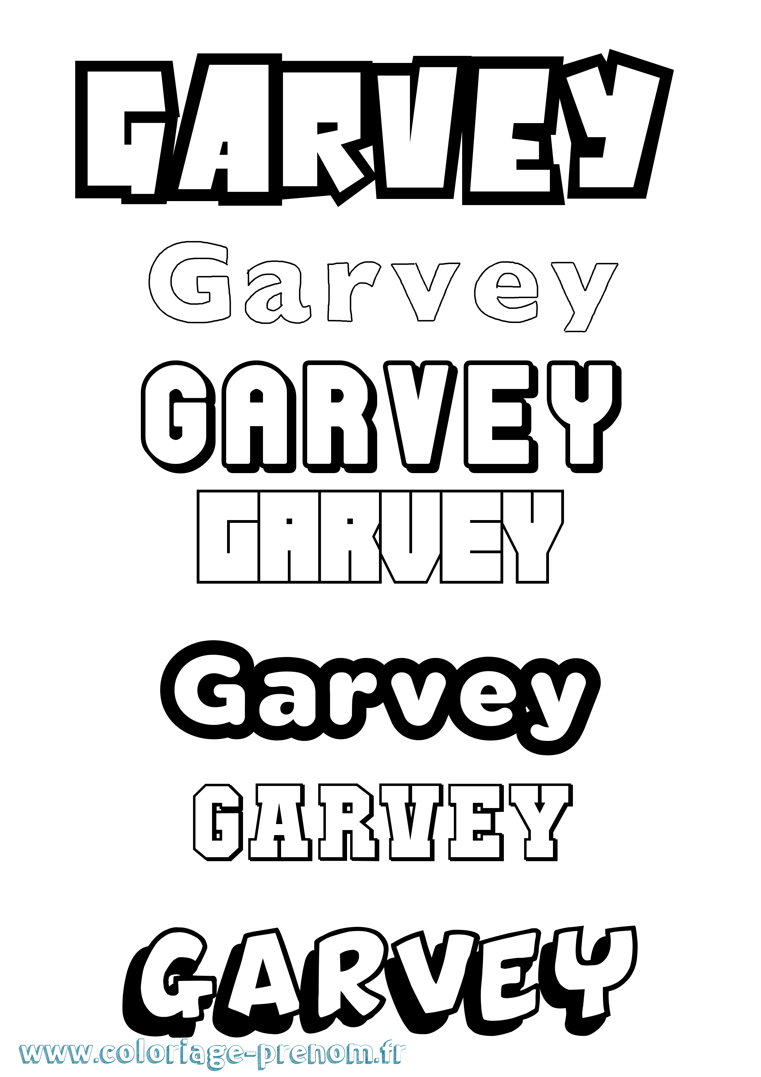 Coloriage prénom Garvey Simple
